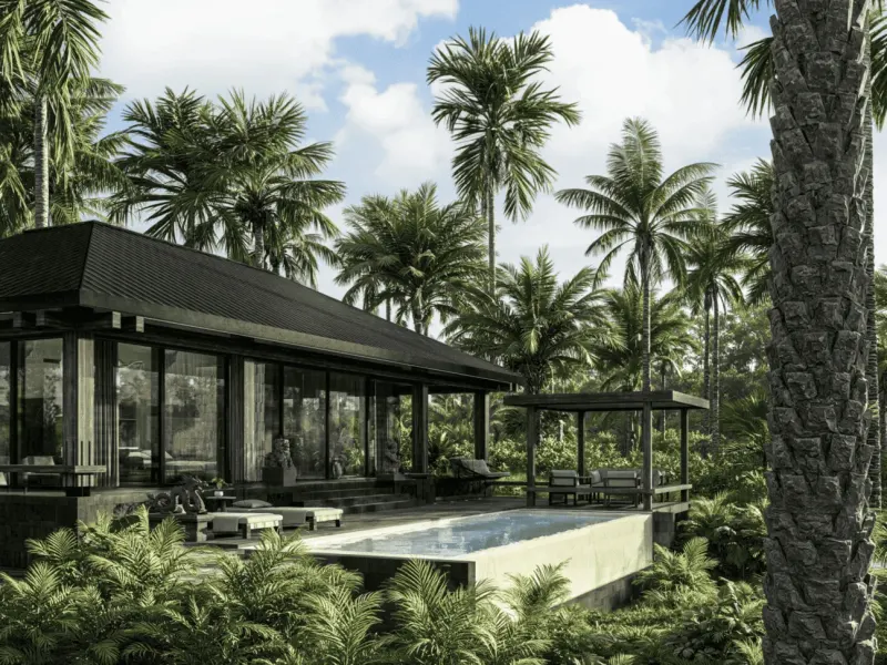 Projekt BODES® STUDIO — Projekt architektoniczny willi, 75 m², Bali, Ubud, Bali, Ubud