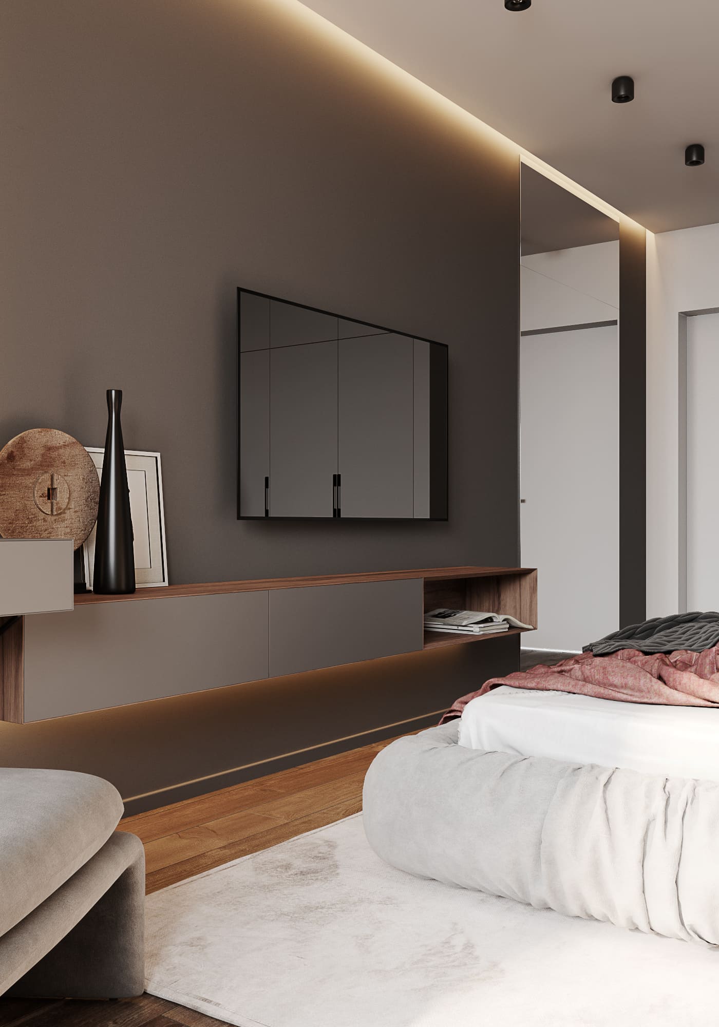 Stylish warm apartment in a modern style, bedroom, photo 32