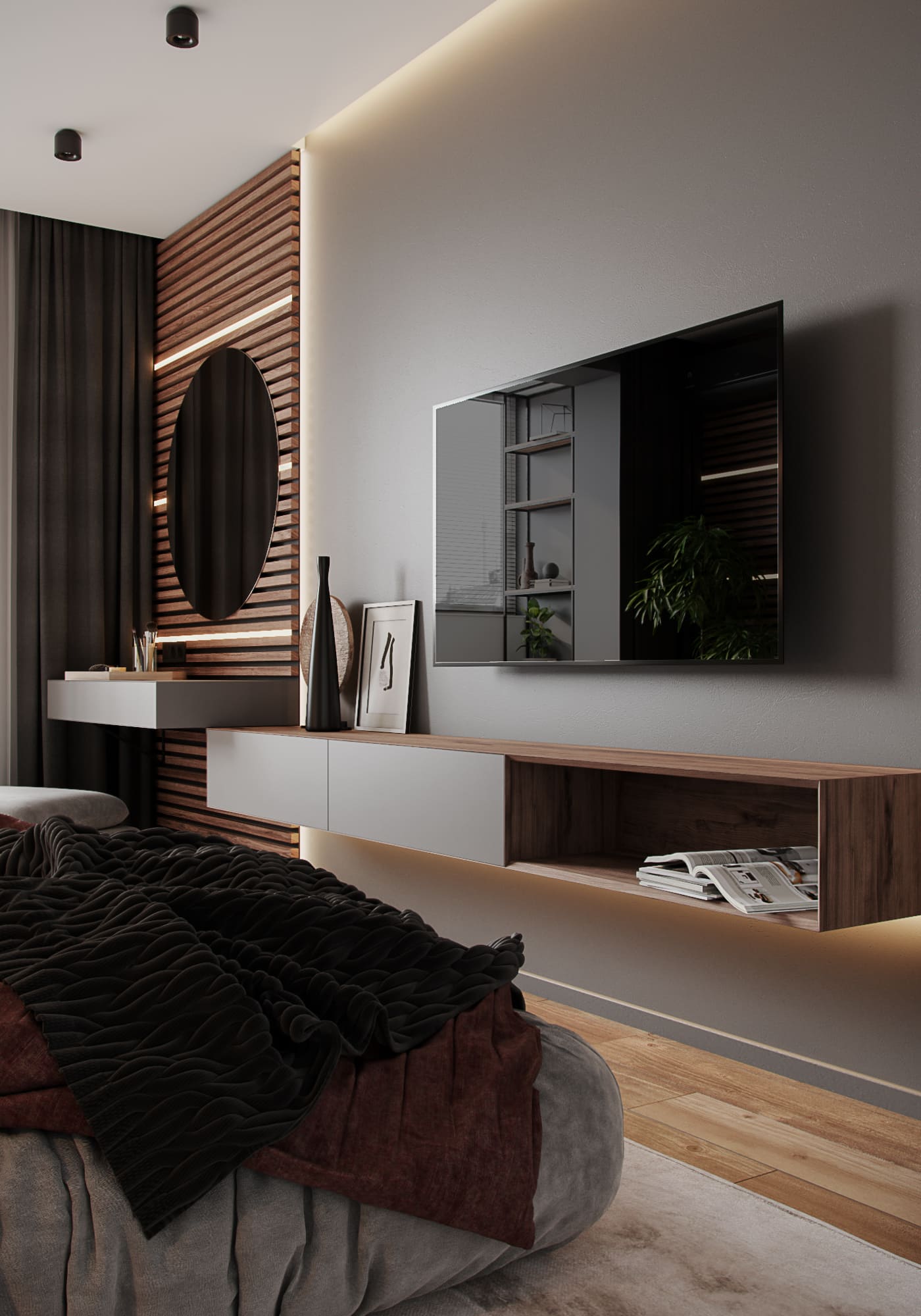 Stylish warm apartment in a modern style, bedroom, photo 28