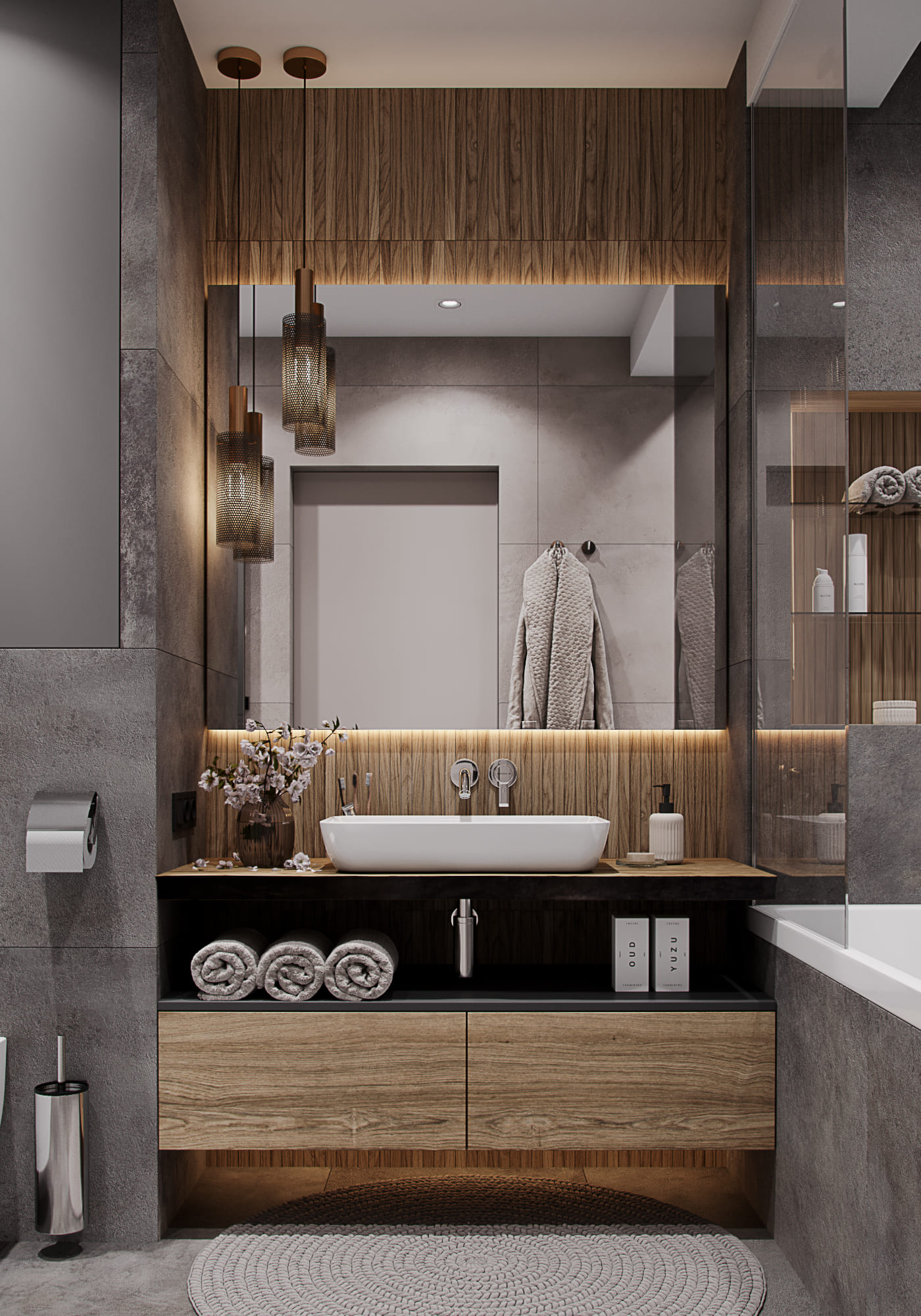 Stylish warm apartment in a modern style, bathroom, photo 13