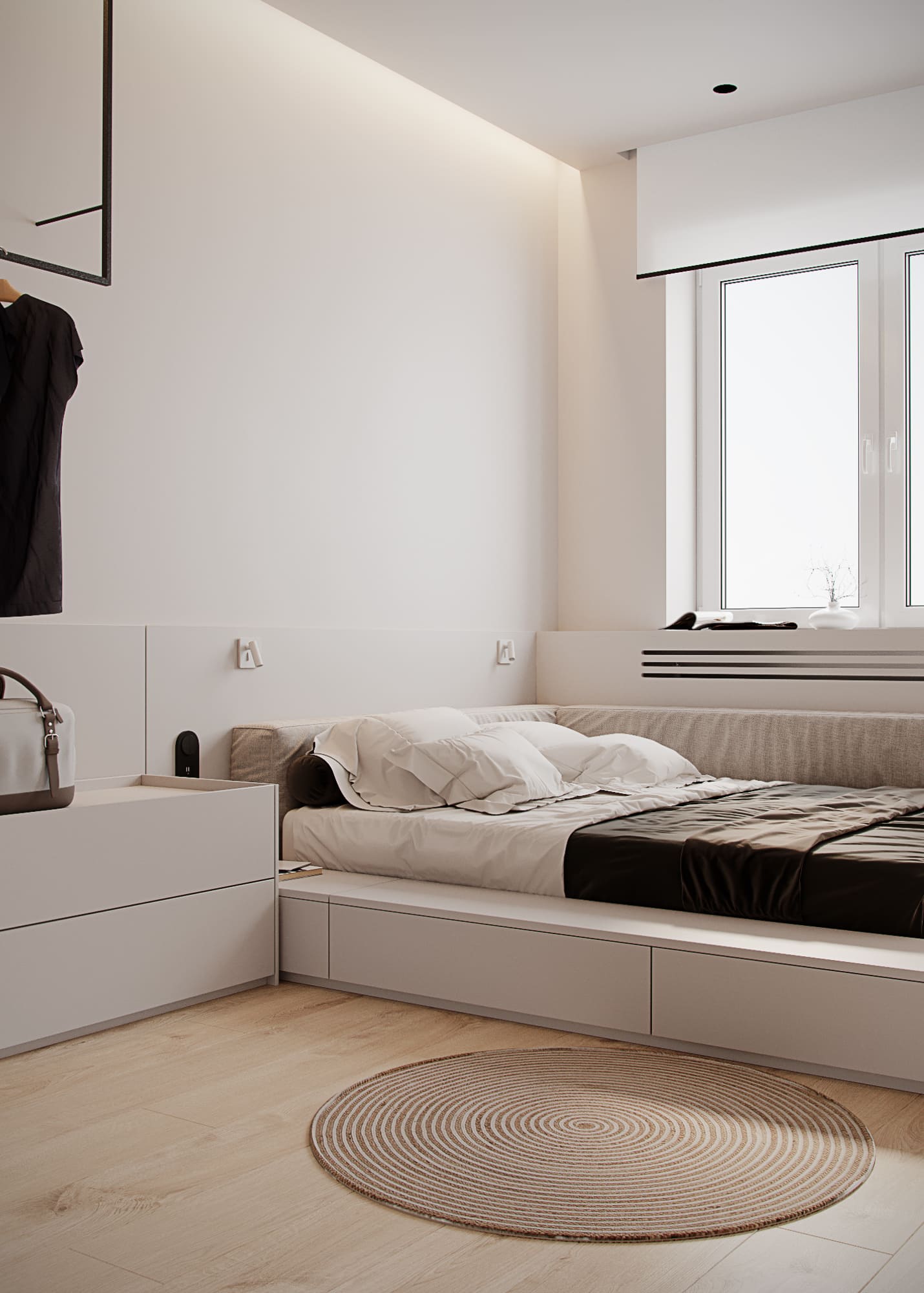 Light modern house with wabi sabi elements, bedroom, photo 16