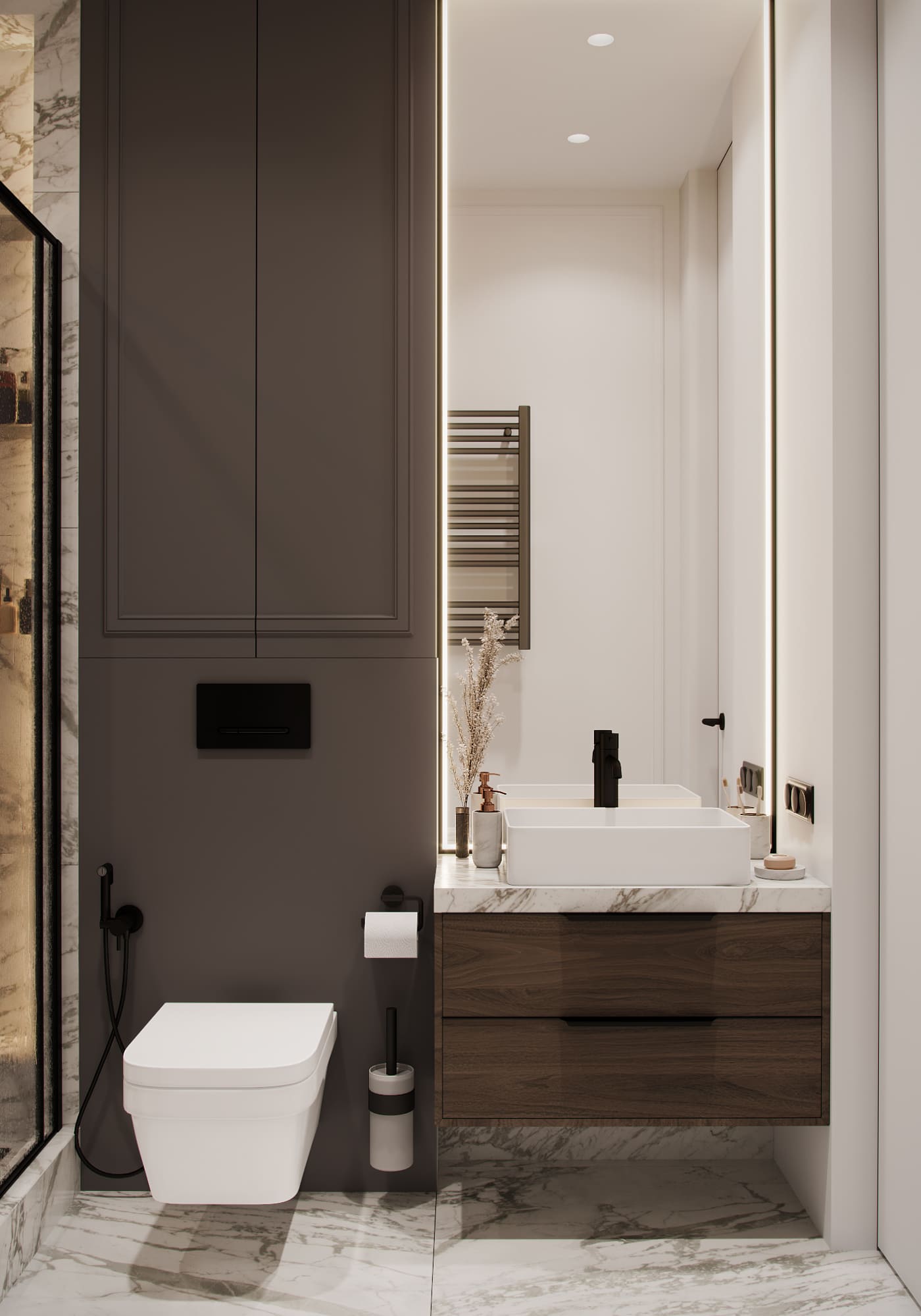 Modern spacious apartment with neoclassical elements, bathroom, photo 15