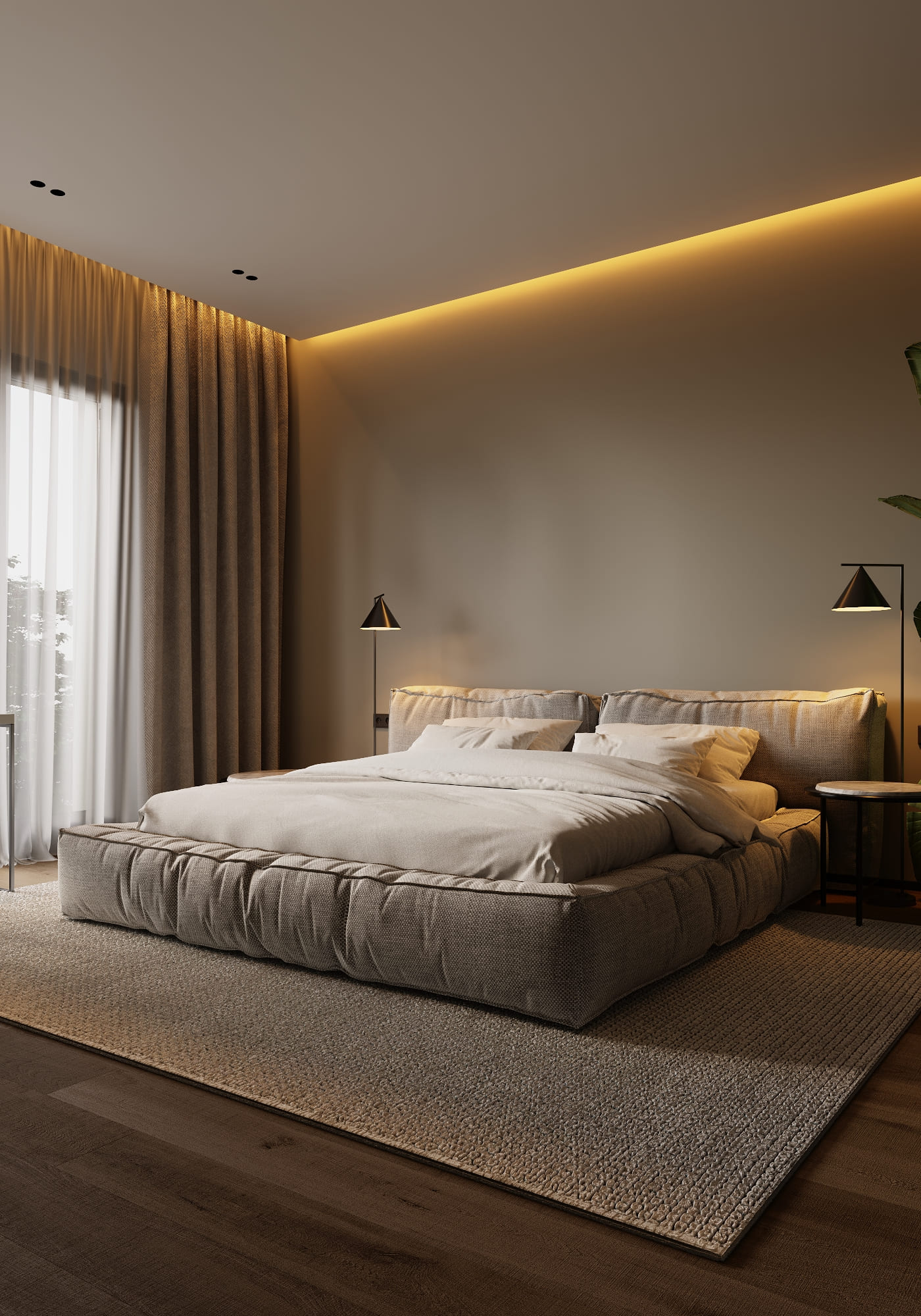 Stylish minimalist apartment, bedroom, photo 21