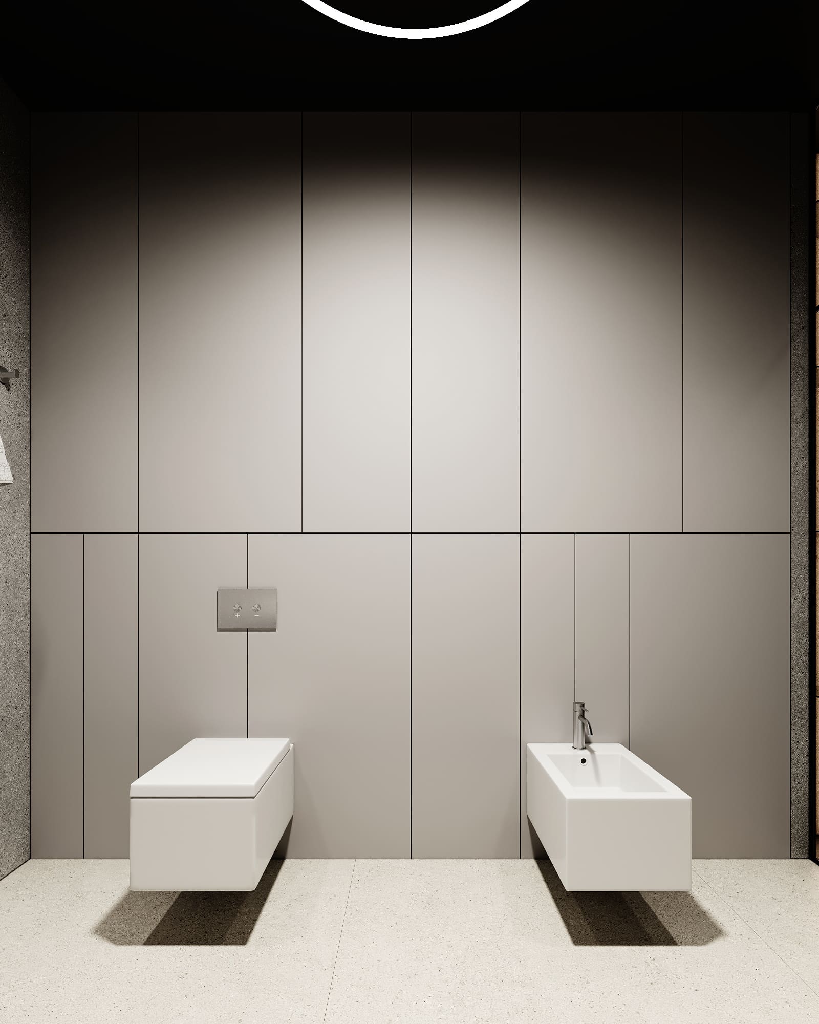 Stylish minimalist apartment, bathroom, photo 17