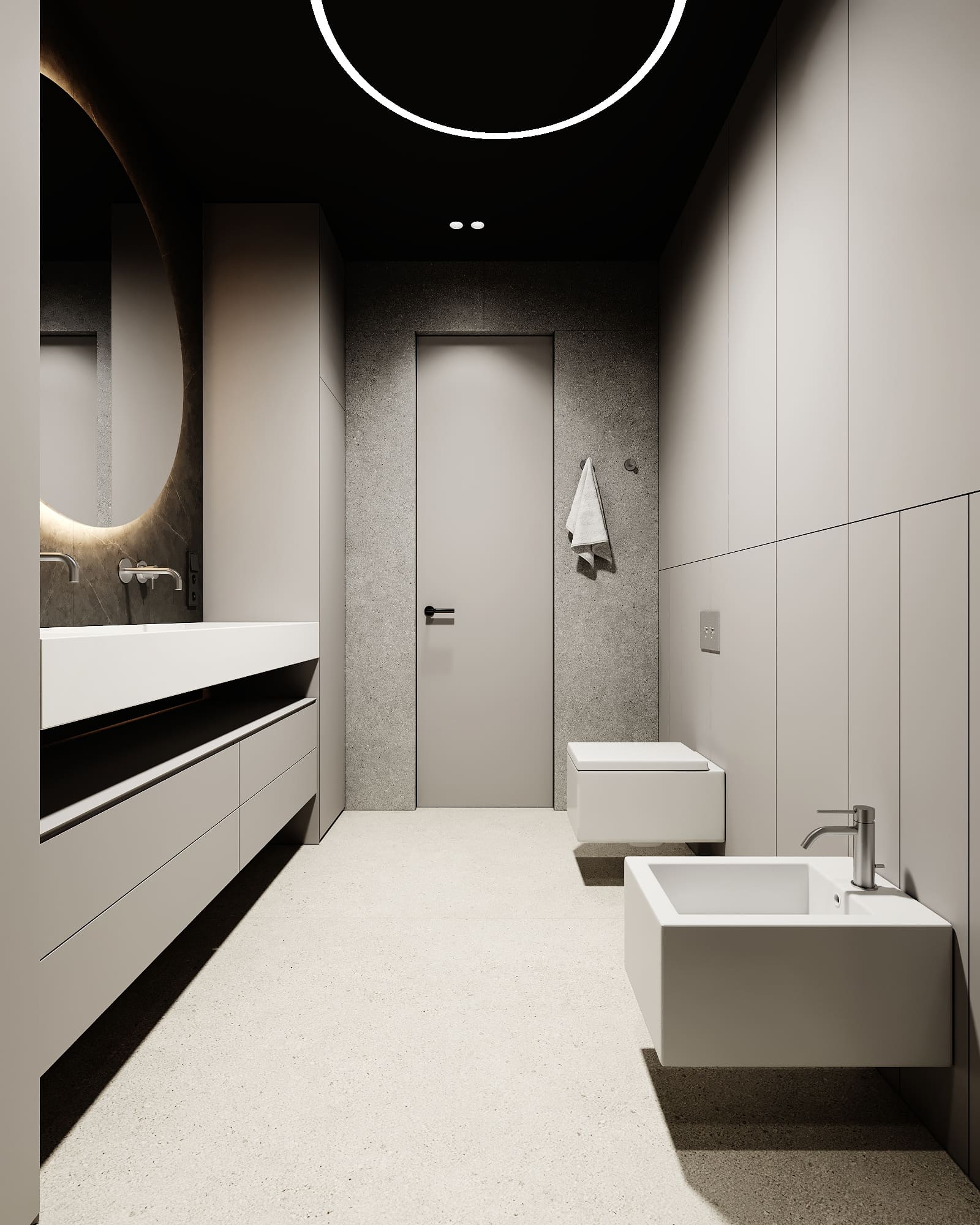 Stylish minimalist apartment, bathroom, photo 16