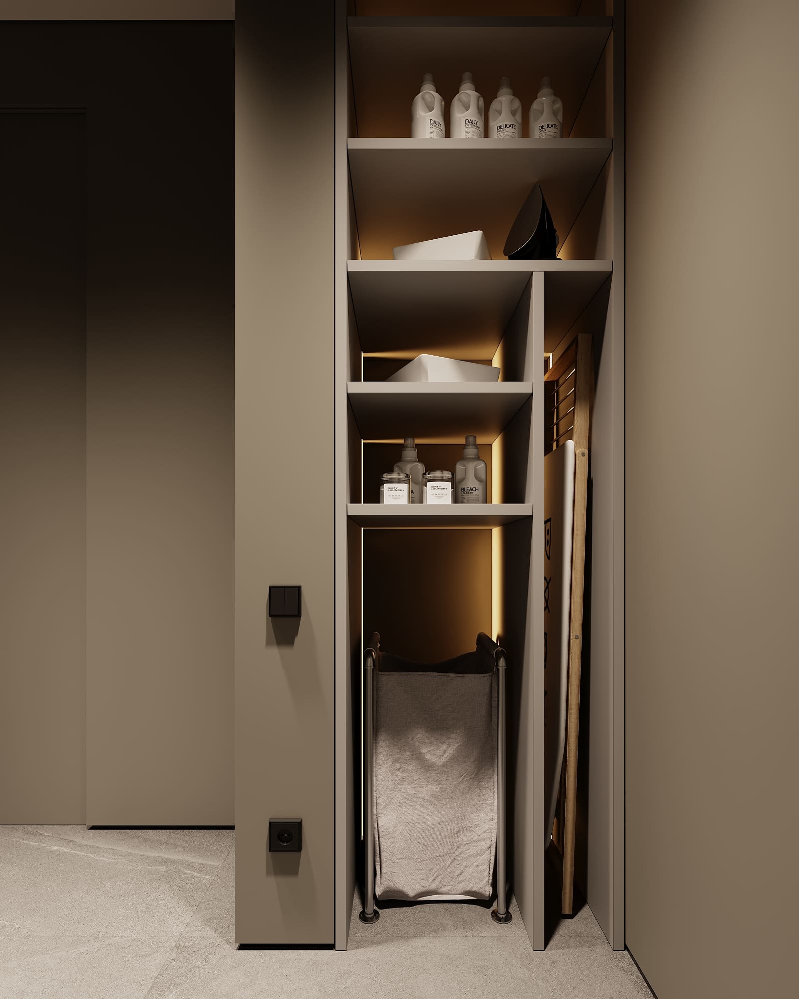 Stylish minimalist apartment, laundry, photo 7