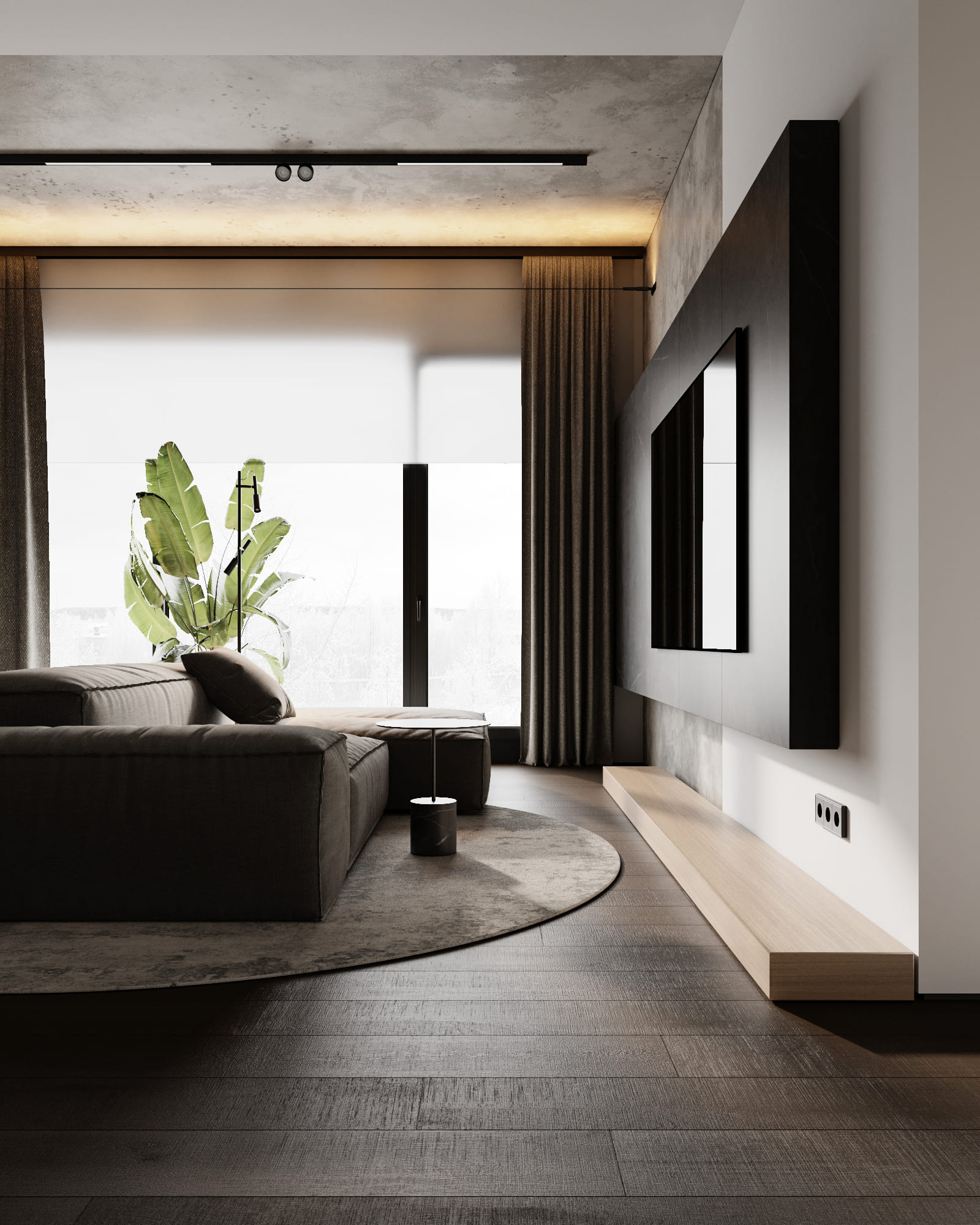 Stylish minimalist apartment, kitchen-living room, photo 45