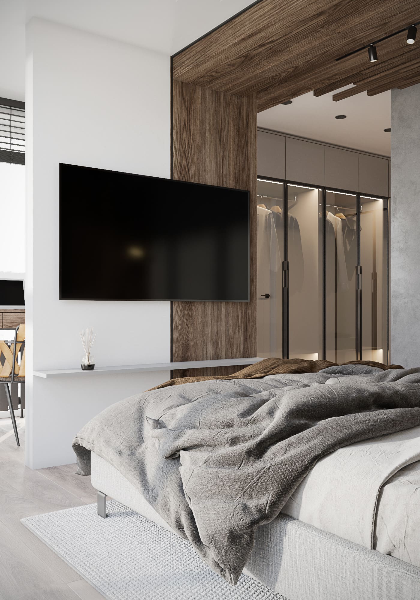 Modern apartment with elements of minimalism, bedroom, photo 41