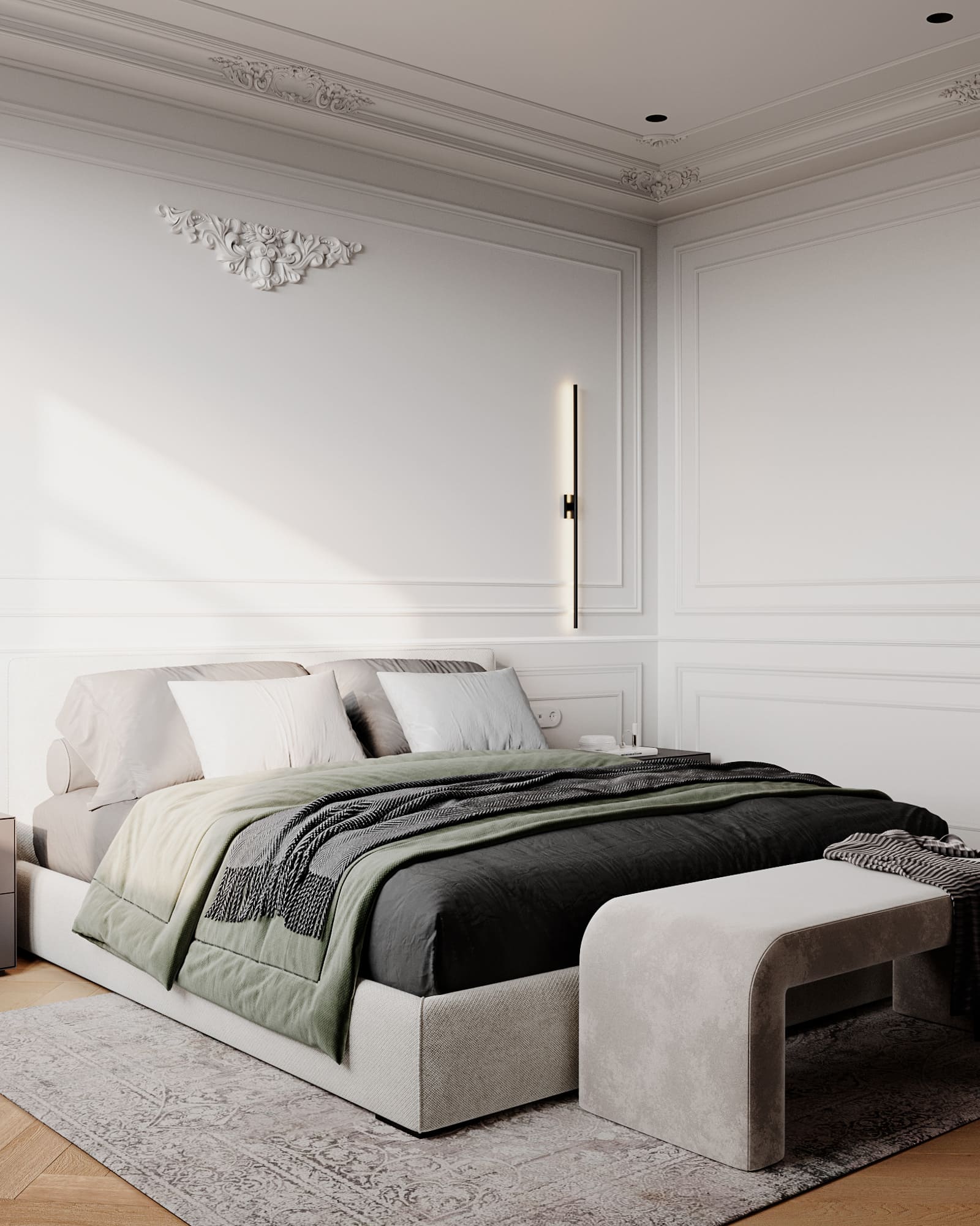 A country house in a dark color scheme, bedroom, photo 44