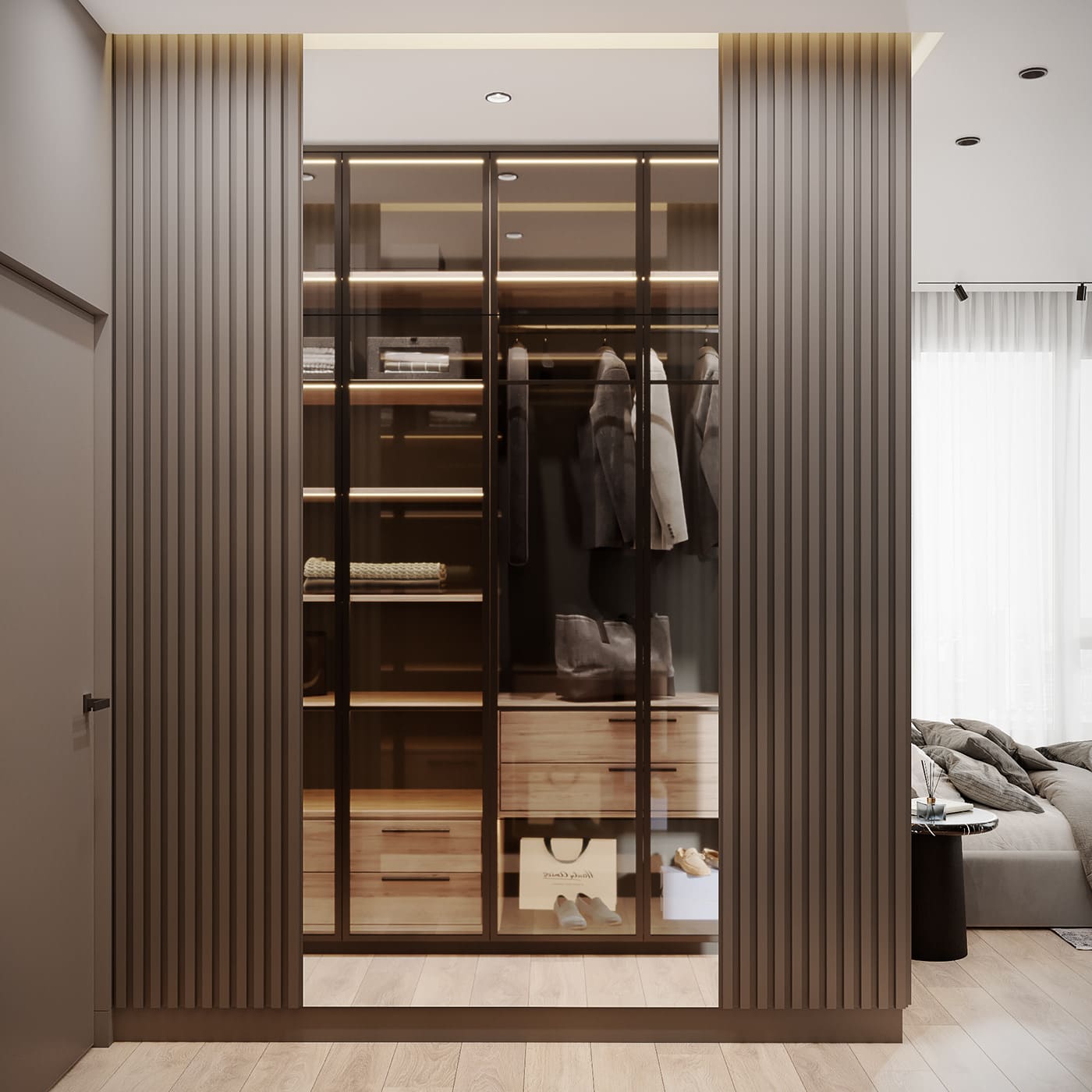 A functional apartment for a creative couple, wardrobe, photo 6