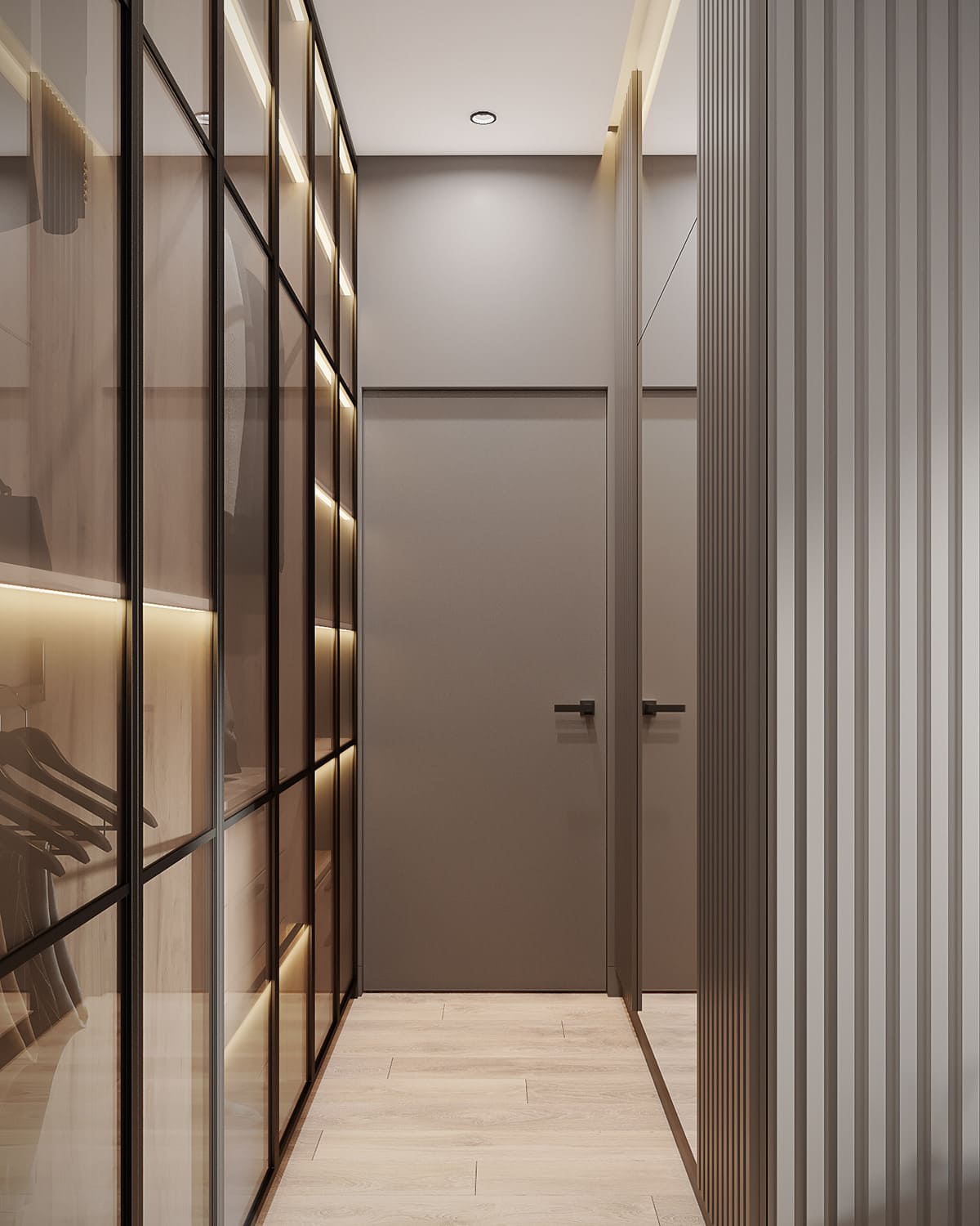 A functional apartment for a creative couple, wardrobe, photo 5