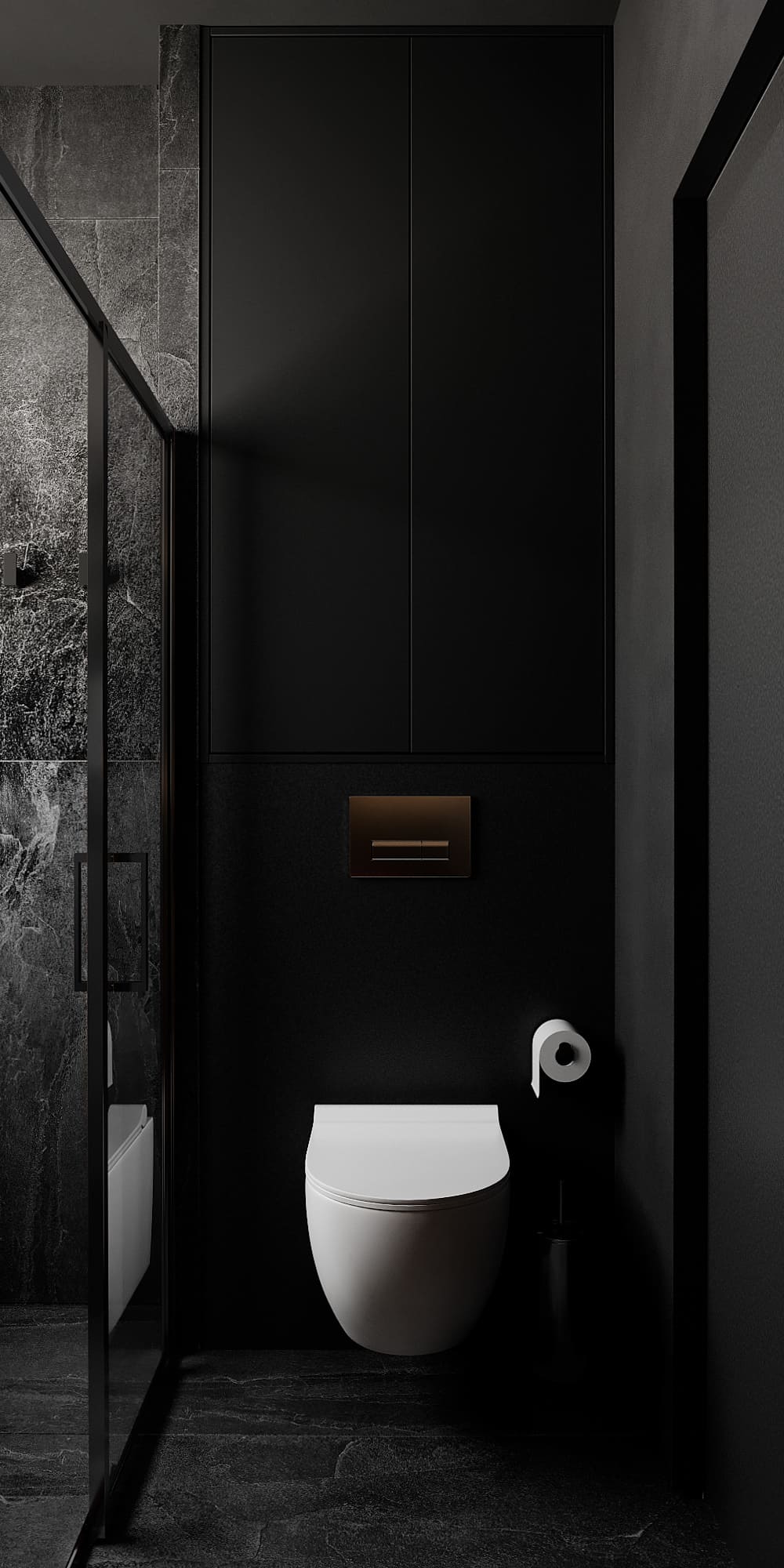 A country house in a dark color scheme, bathroom, photo 25