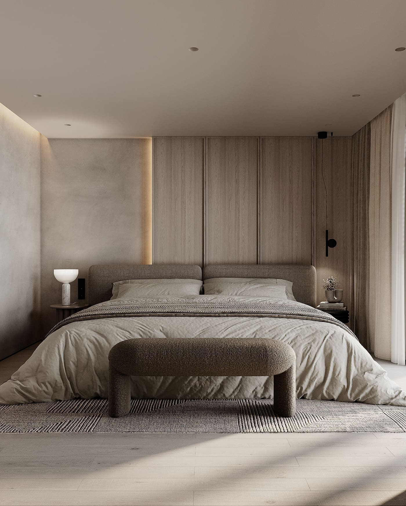 A spacious two-level apartment for a couple with wabi-saba elements, bedroom, photo 62