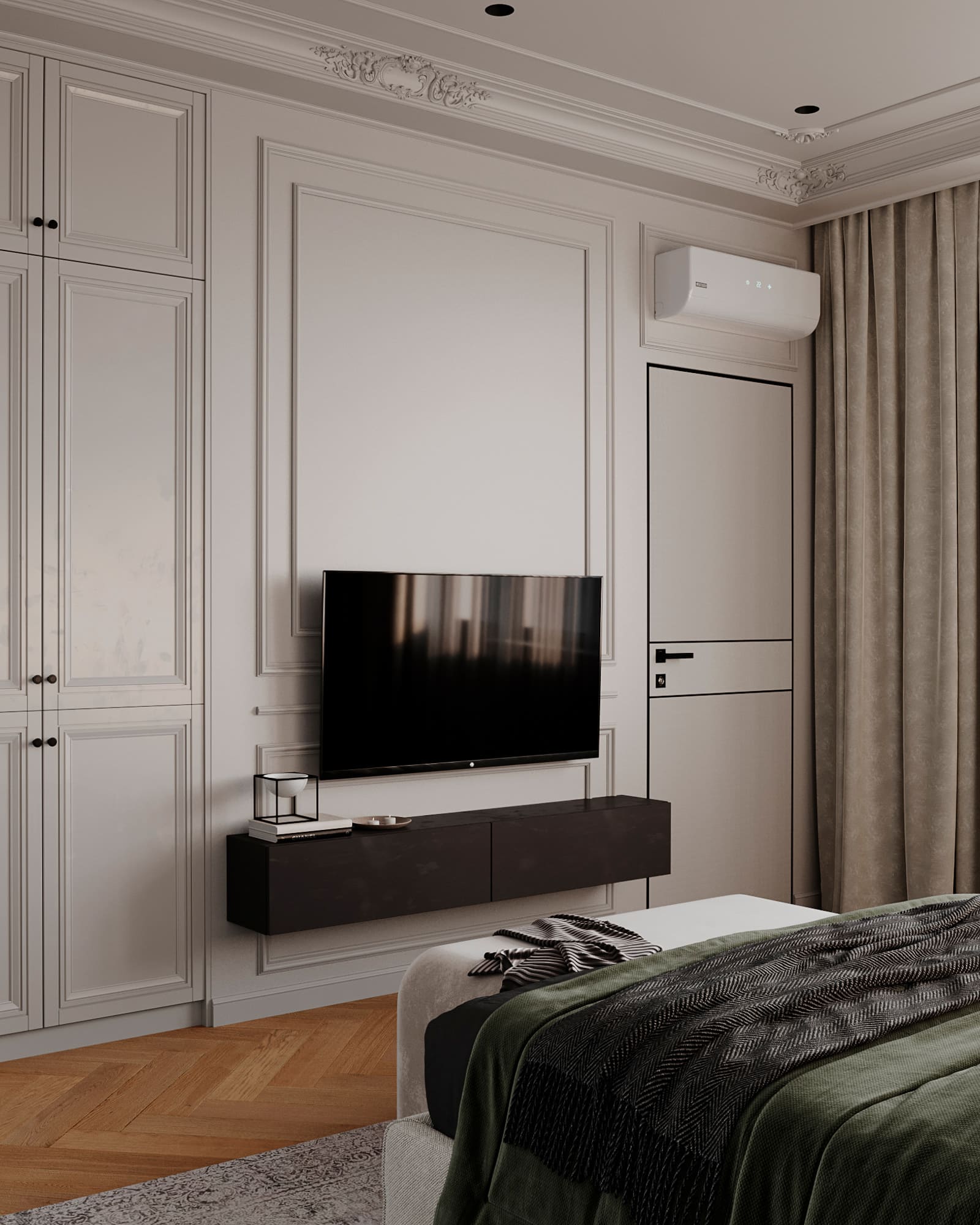 A country house in a dark color scheme, bedroom, photo 40