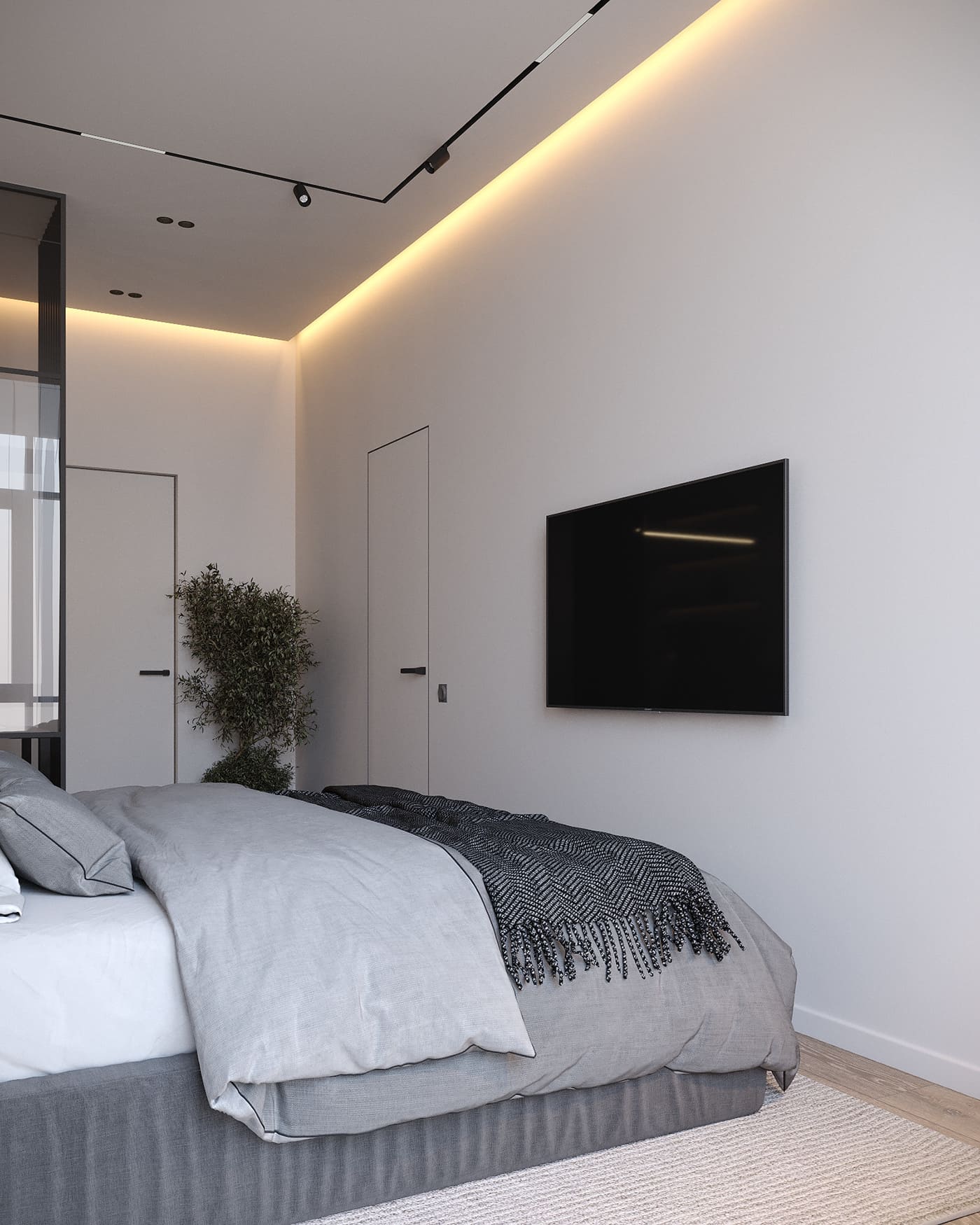 Apartment in dark colors in a modern style, bedroom, photo 15