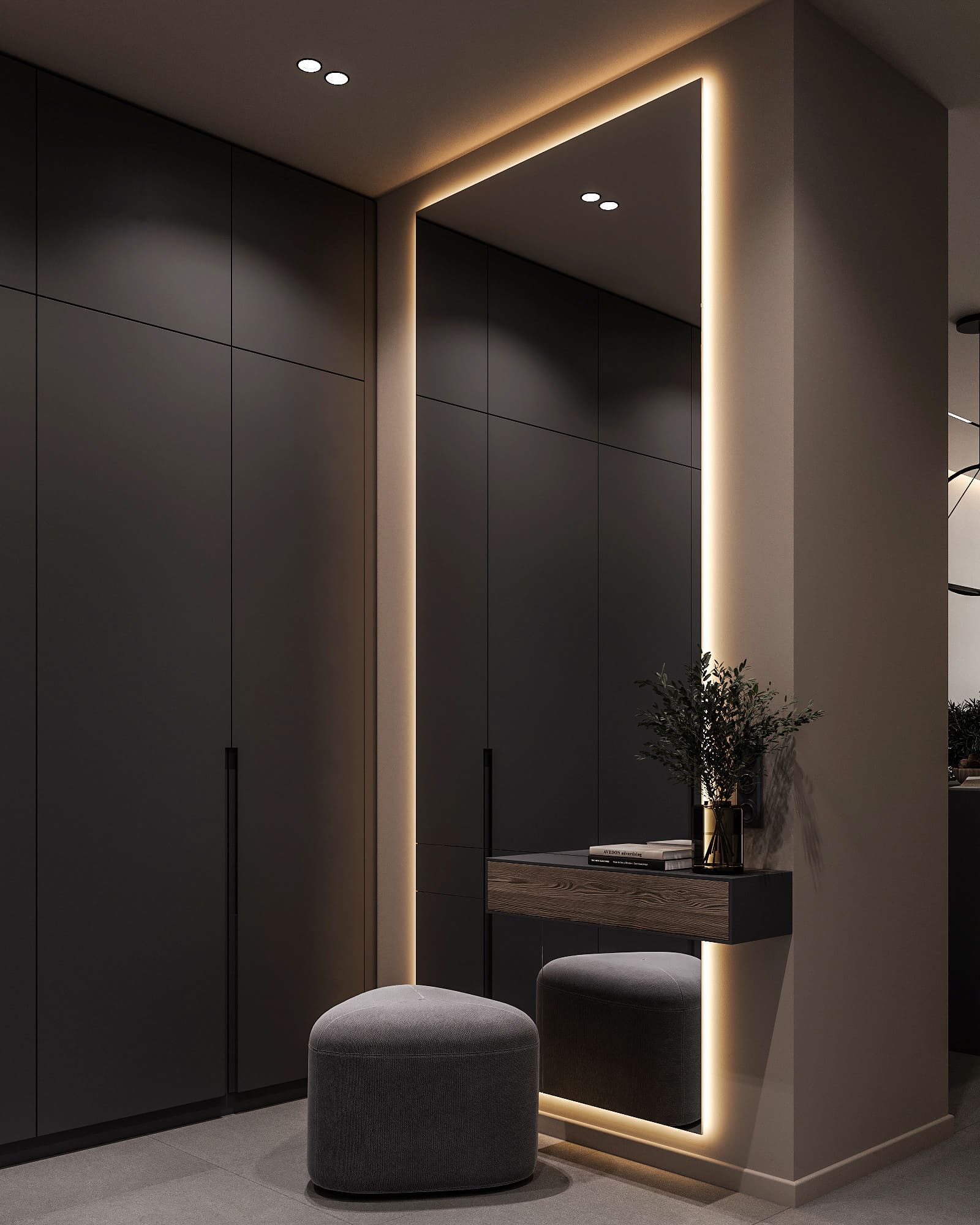 Apartment in dark colors in a modern style, hall, photo 32