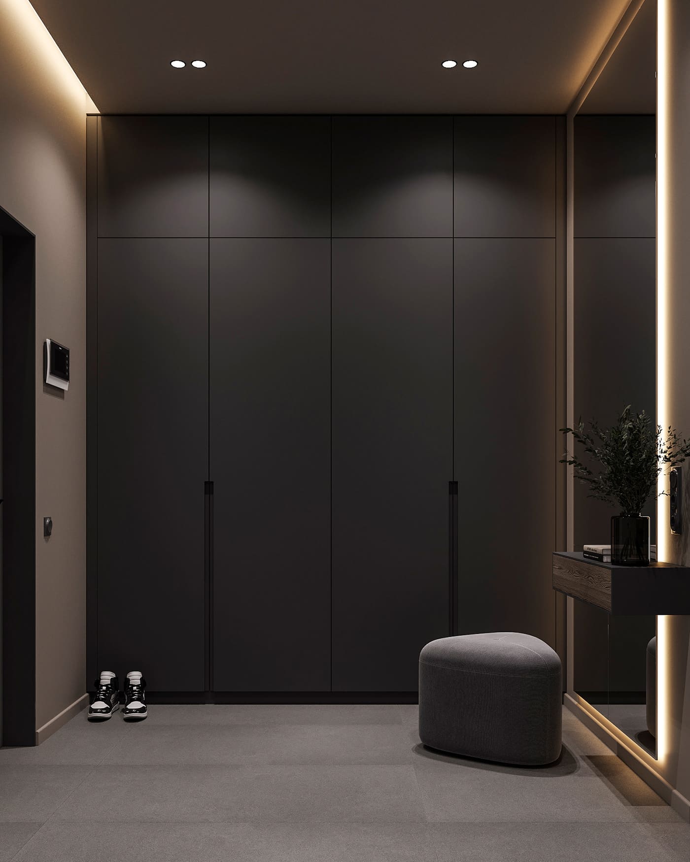 Apartment in dark colors in a modern style, hall, photo 31