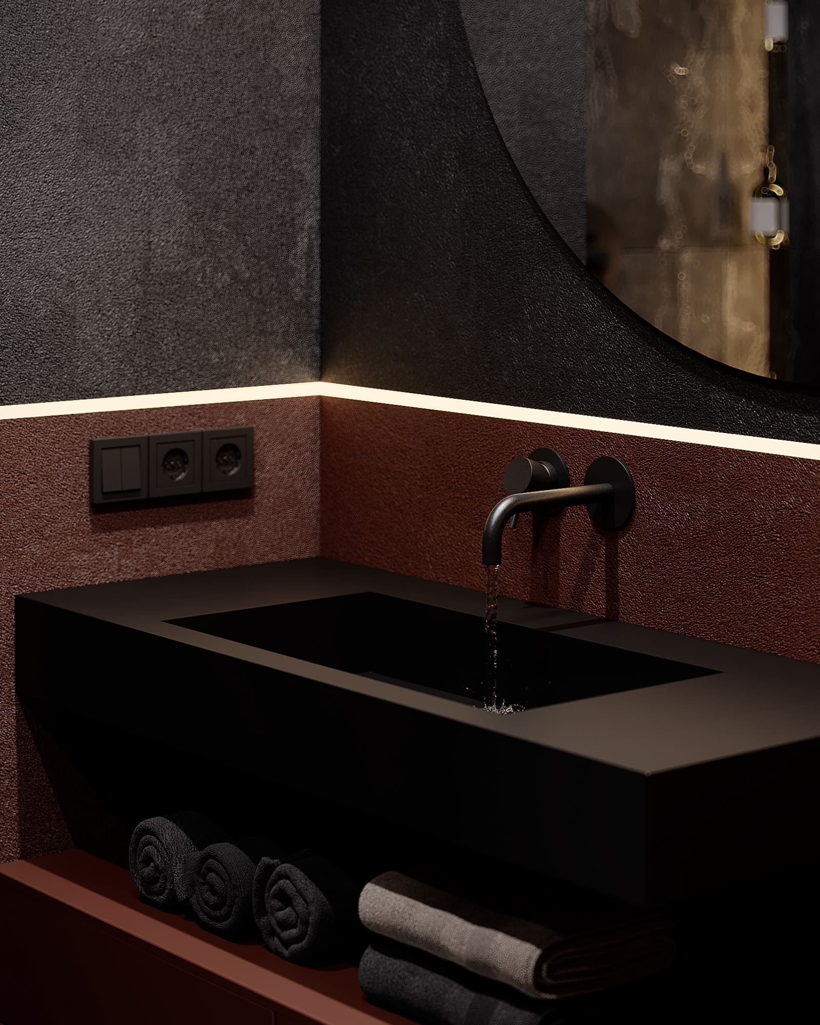 Заміський будинок в темній кольоровій гамі, ванна, фото 42