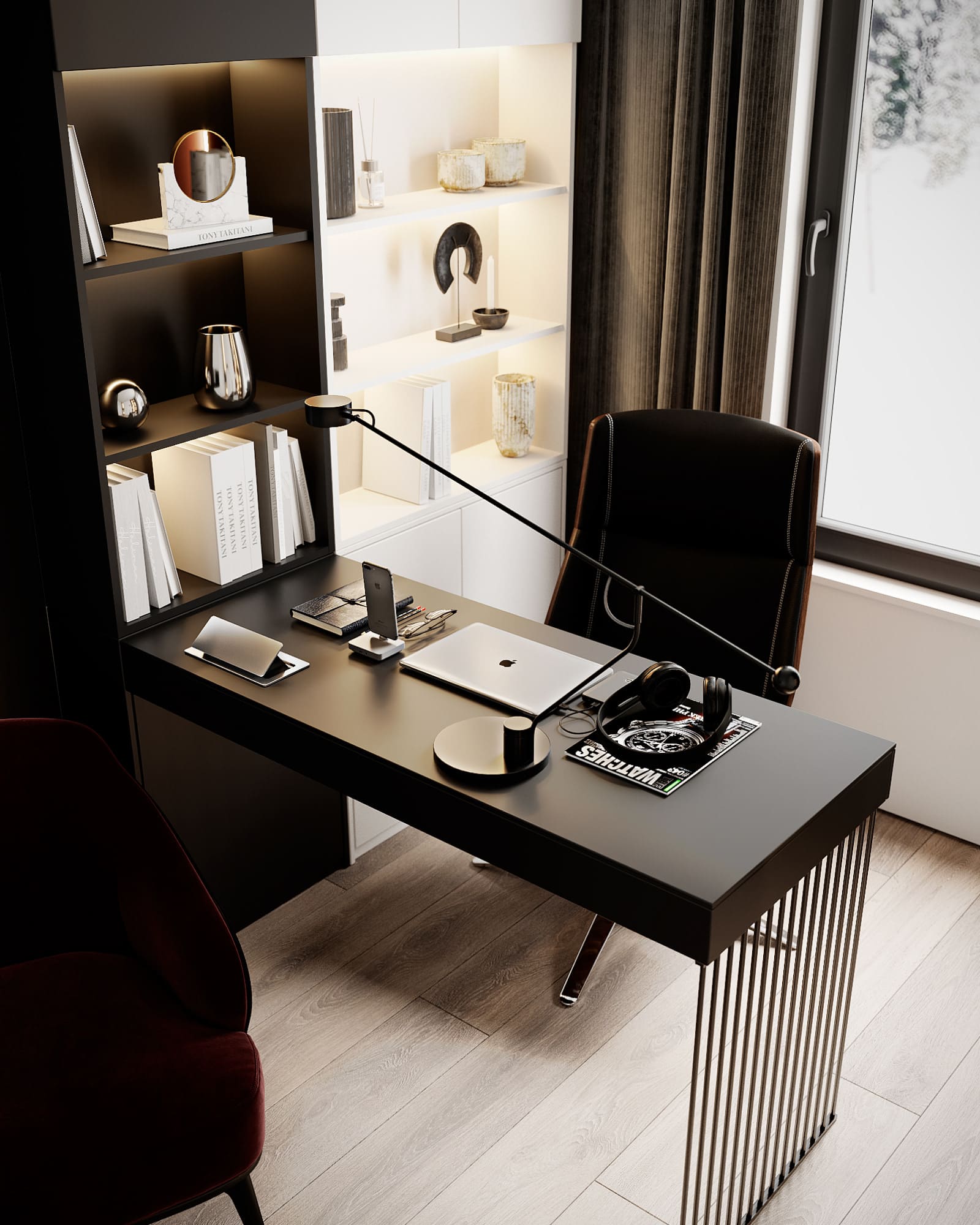 A country house in a dark color scheme, cabinet, photo 8