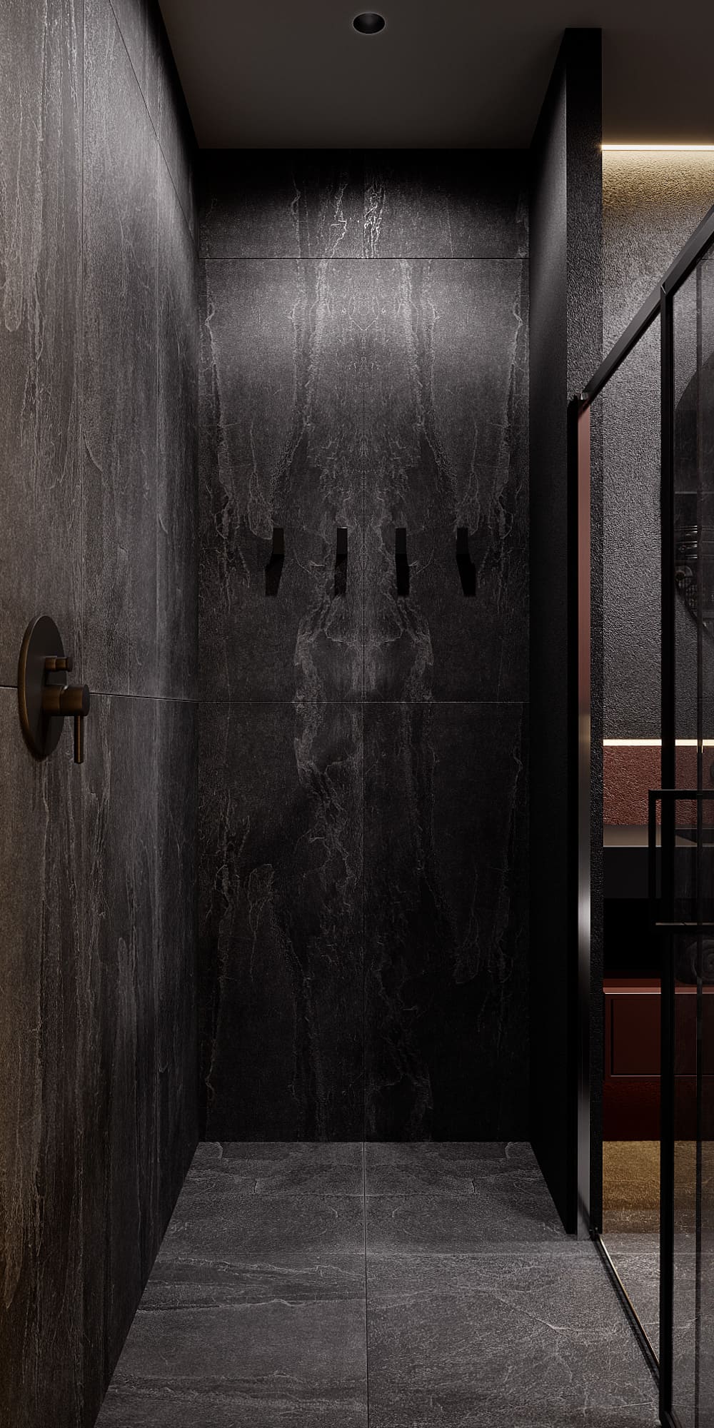 Заміський будинок в темній кольоровій гамі, ванна, фото 40