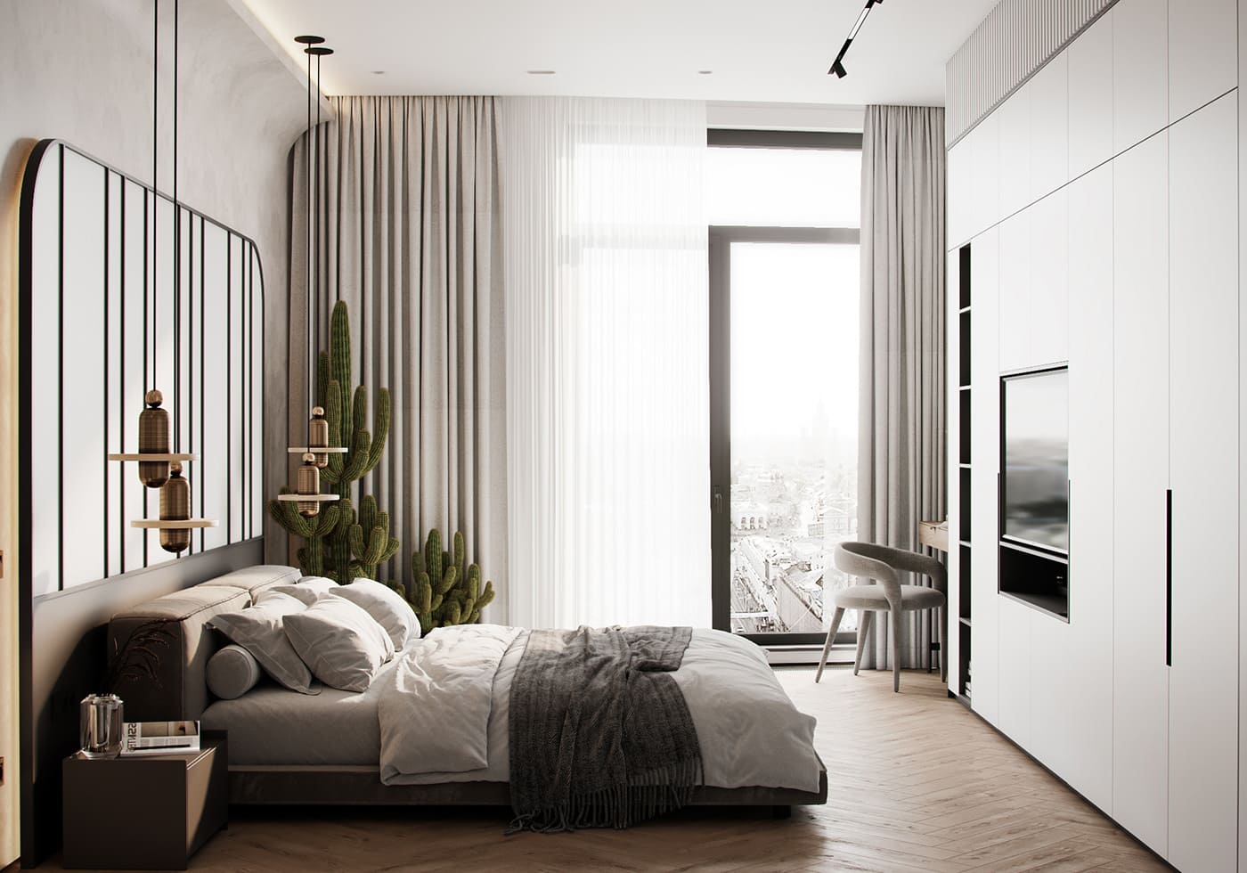 Bright apartment in the style of minimalism, bedroom, photo 37