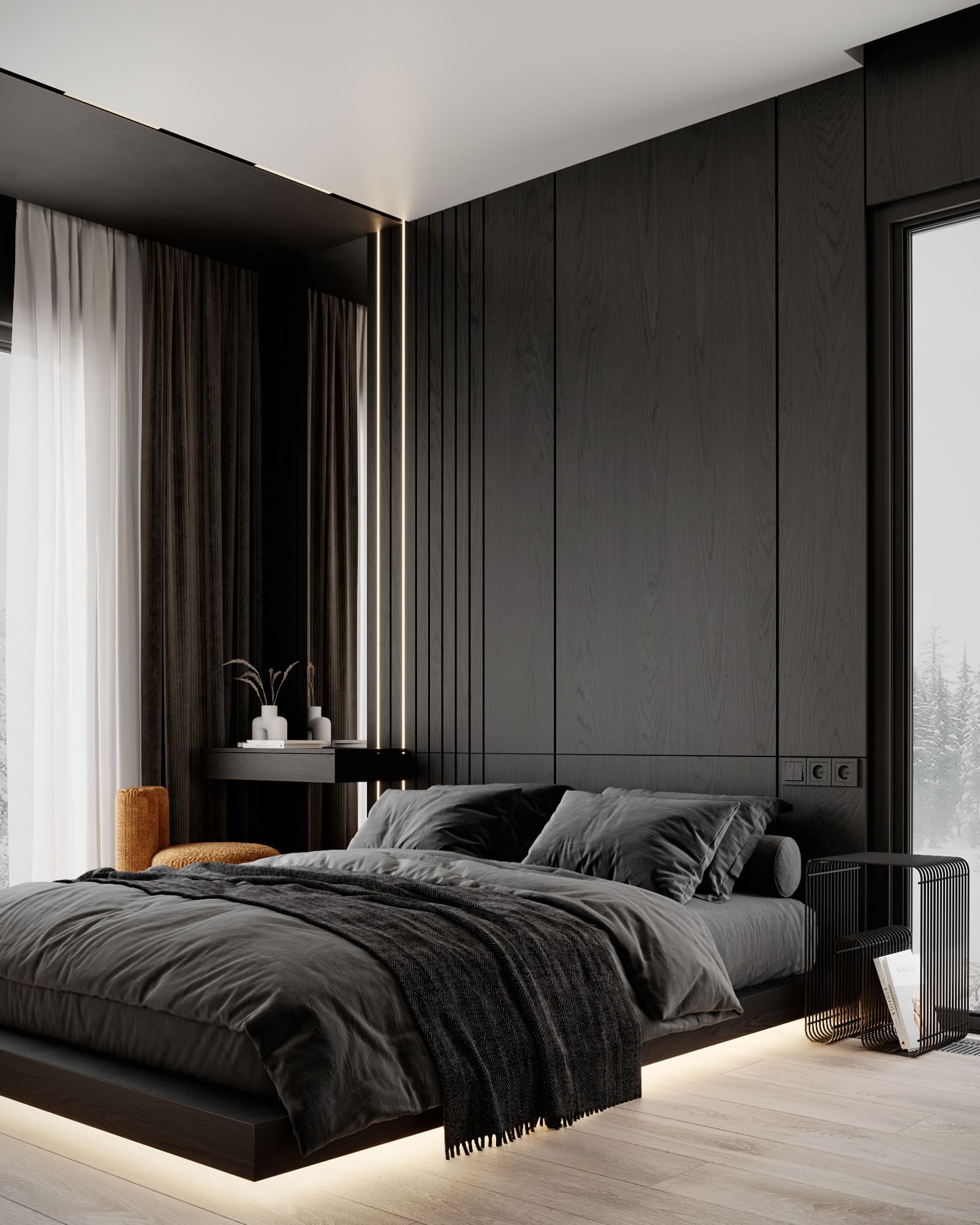 A country house in a dark color scheme, bedroom, photo 35