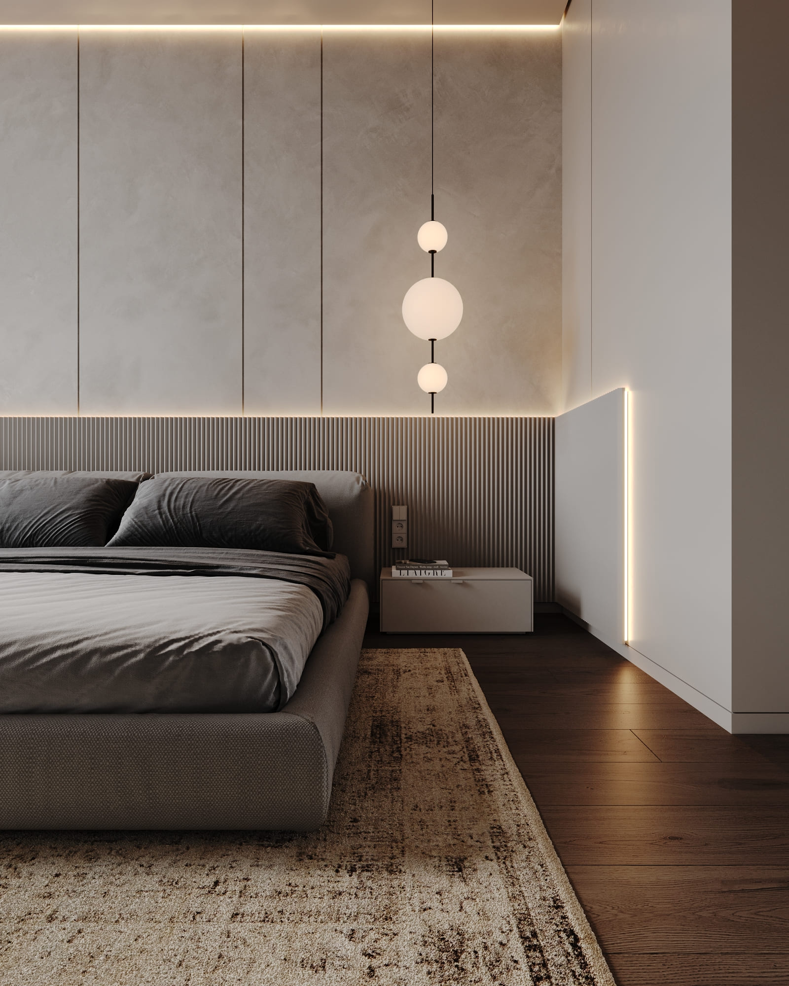 Modern house with elements of minimalism, bedroom, photo 3
