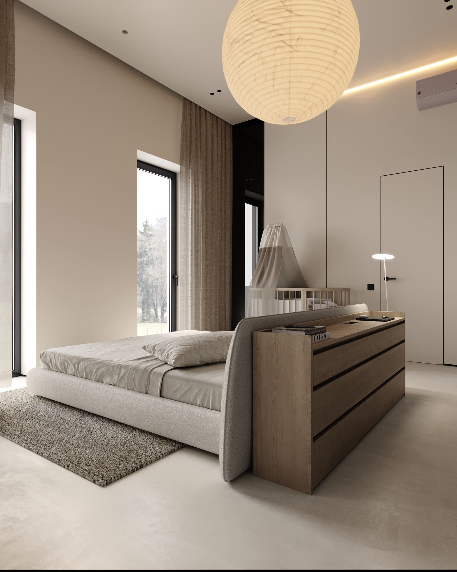 Minimalistic apartment in soothing colors, bedroom, photo 32