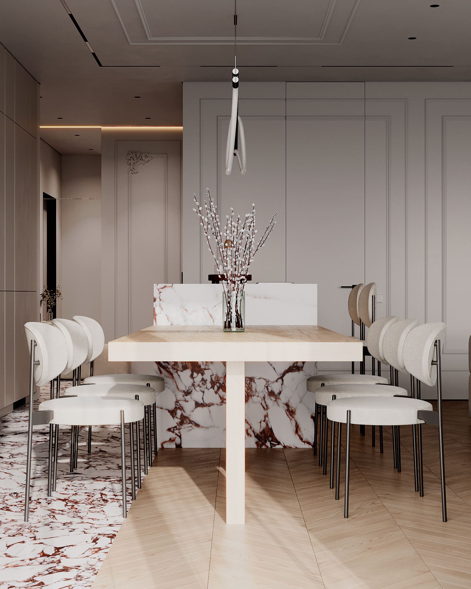 Prestigious bright apartment in minimalist style, kitchen-living room, photo 33