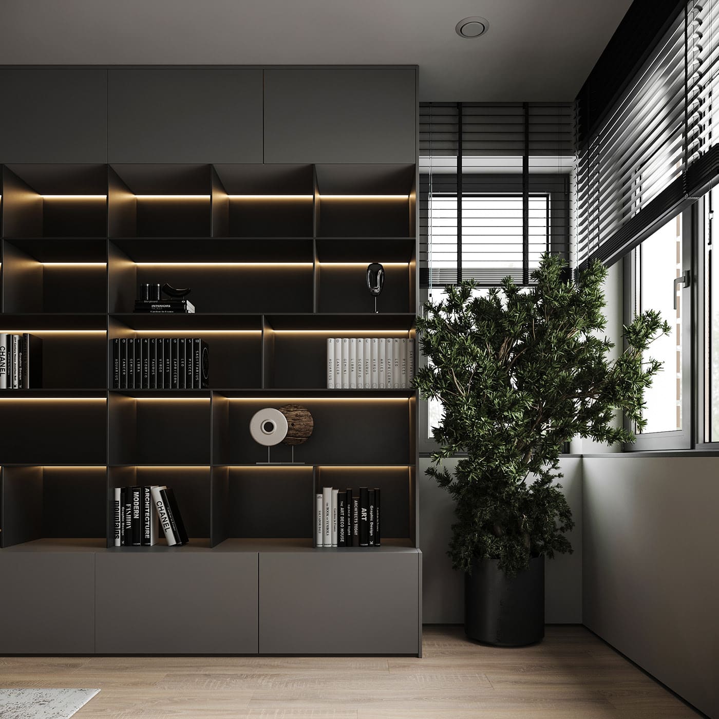 Dark and spacious apartment for a family, library, photo 23