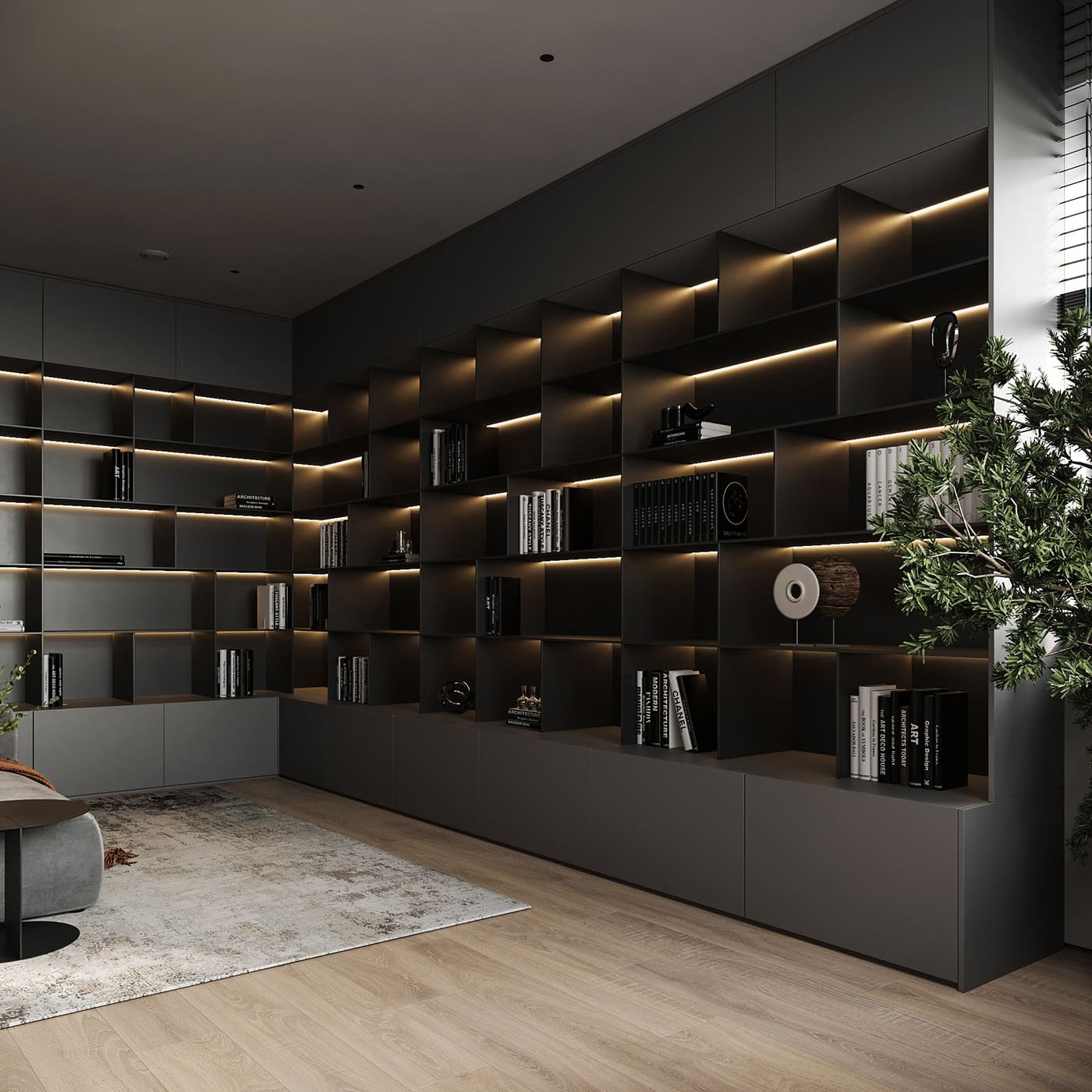 Dark and spacious apartment for a family, library, photo 22