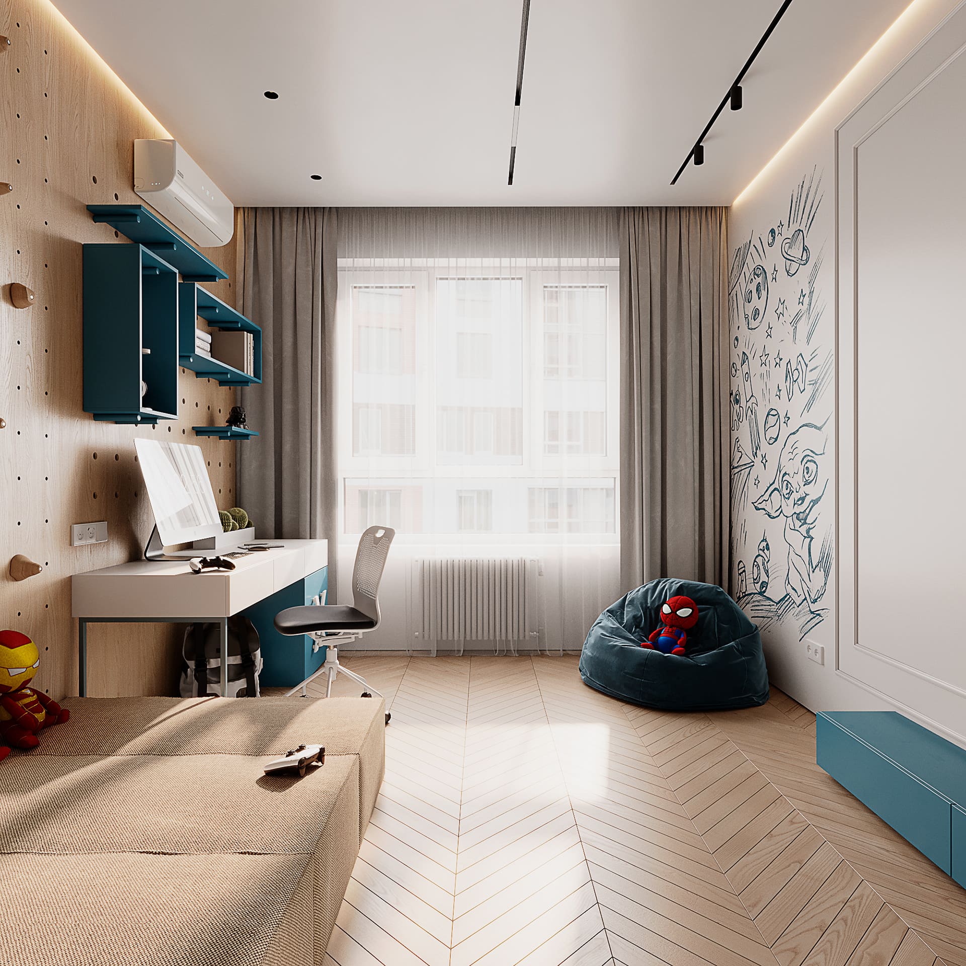 Prestigious bright apartment in minimalist style, child room, photo 12