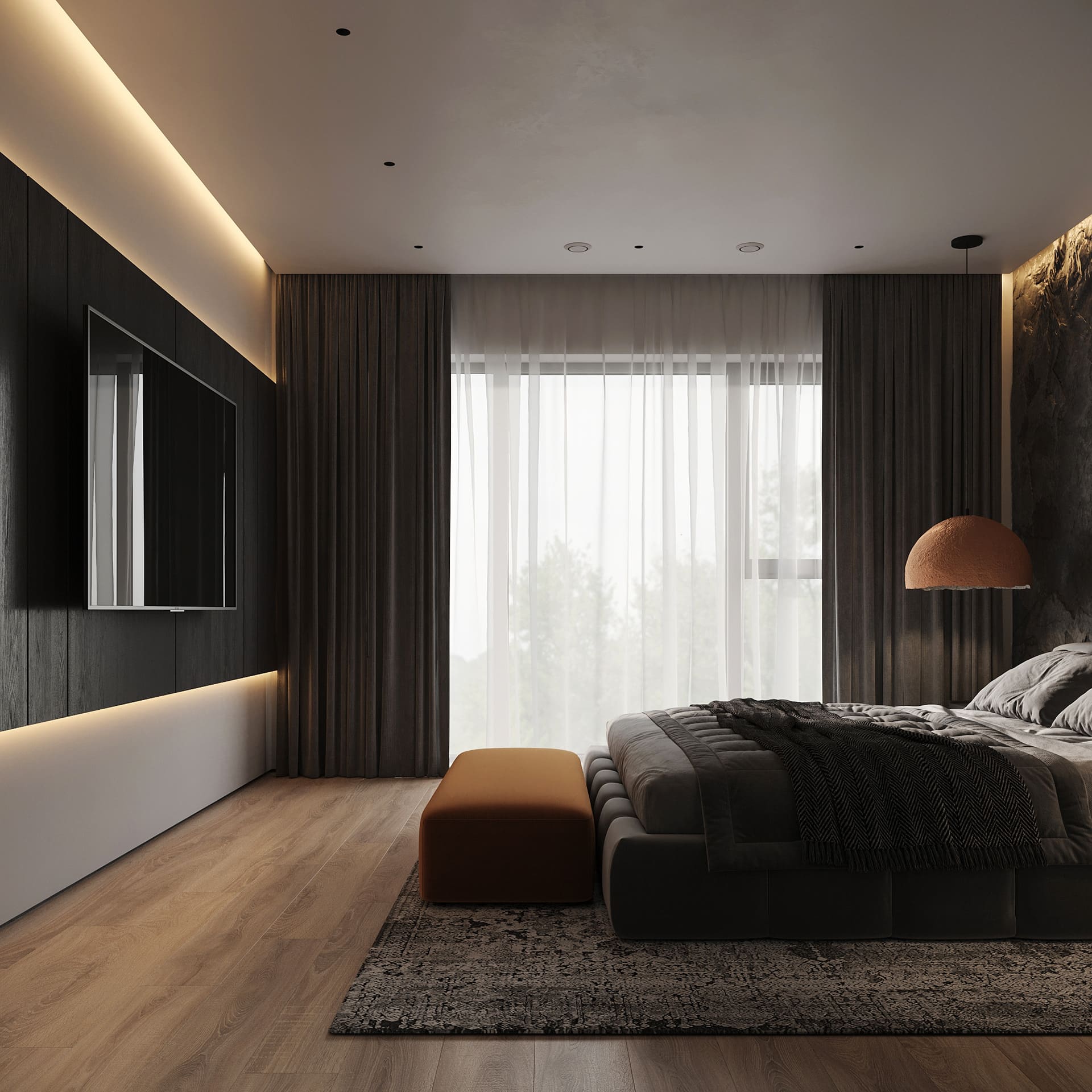 Dark and spacious apartment for a family, bedroom, photo 41