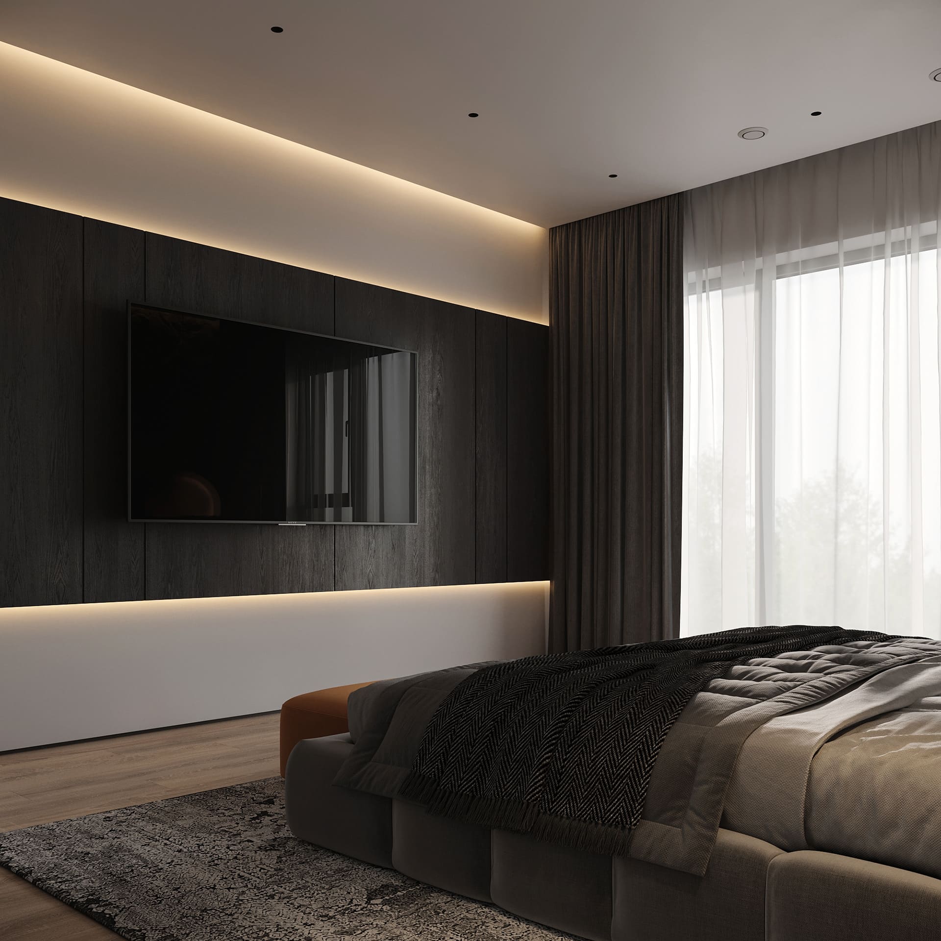 Dark and spacious apartment for a family, bedroom, photo 40