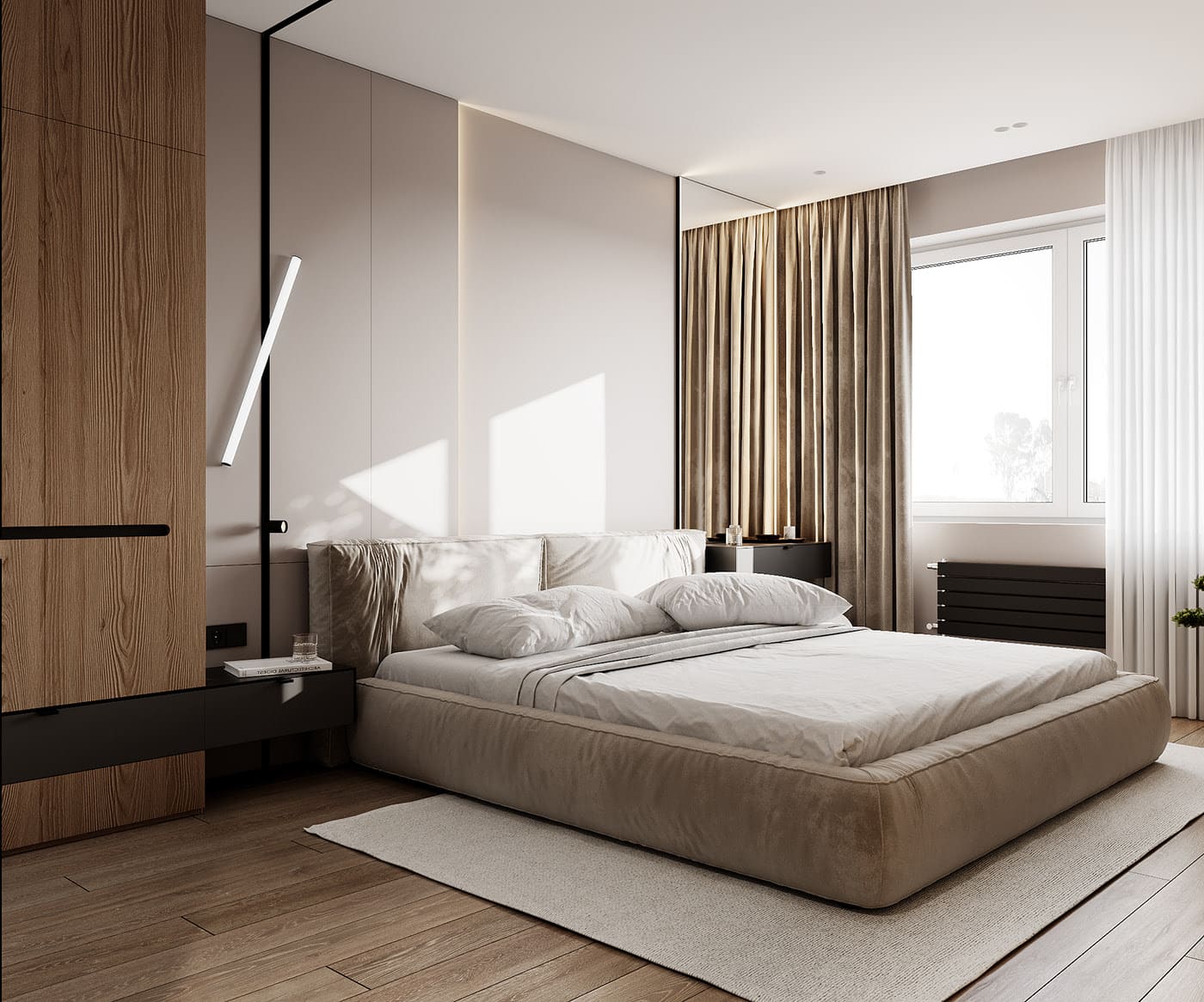 Laconic apartment in the style of minimalism, bedroom, photo 24