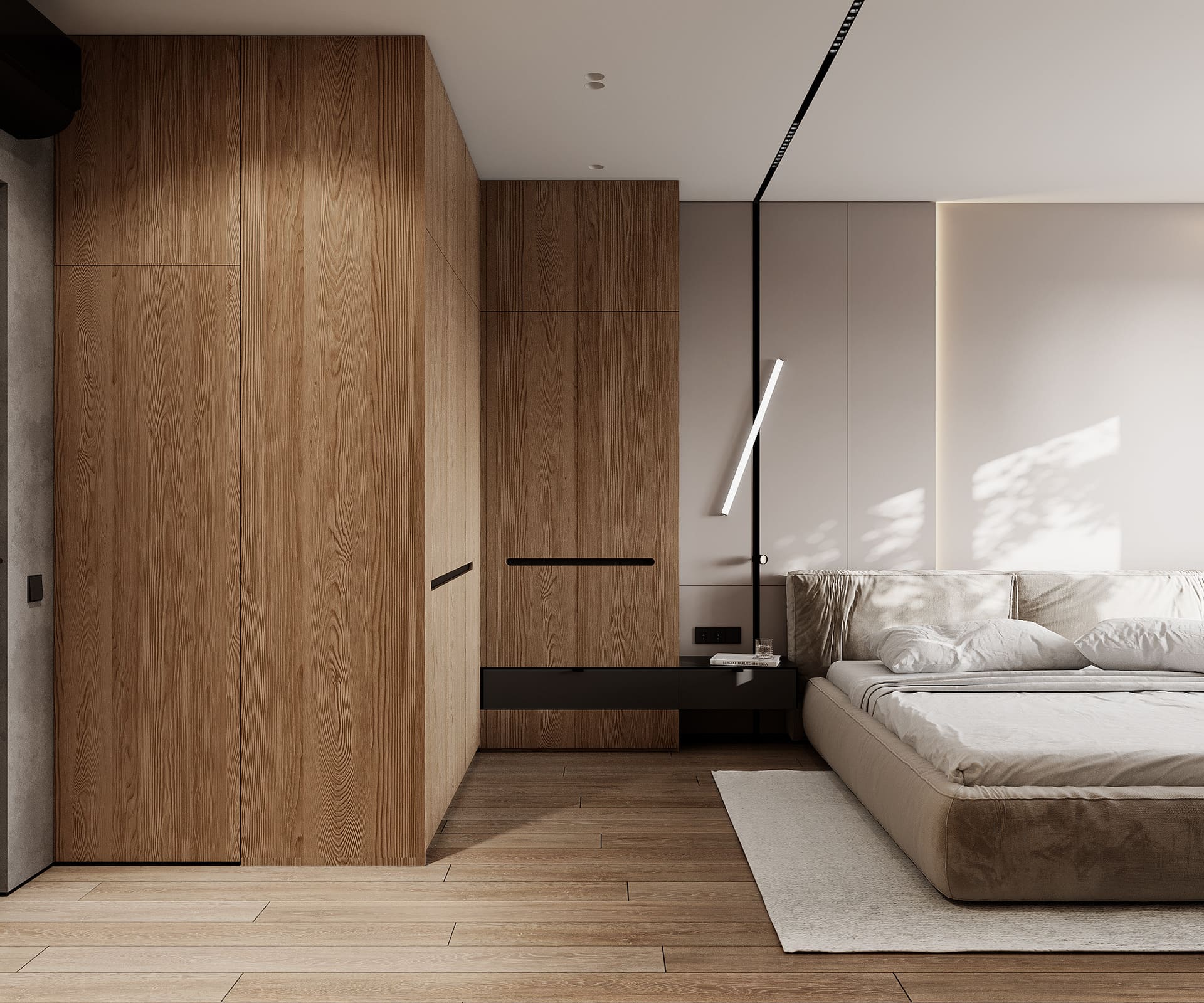 Laconic apartment in the style of minimalism, bedroom, photo 21