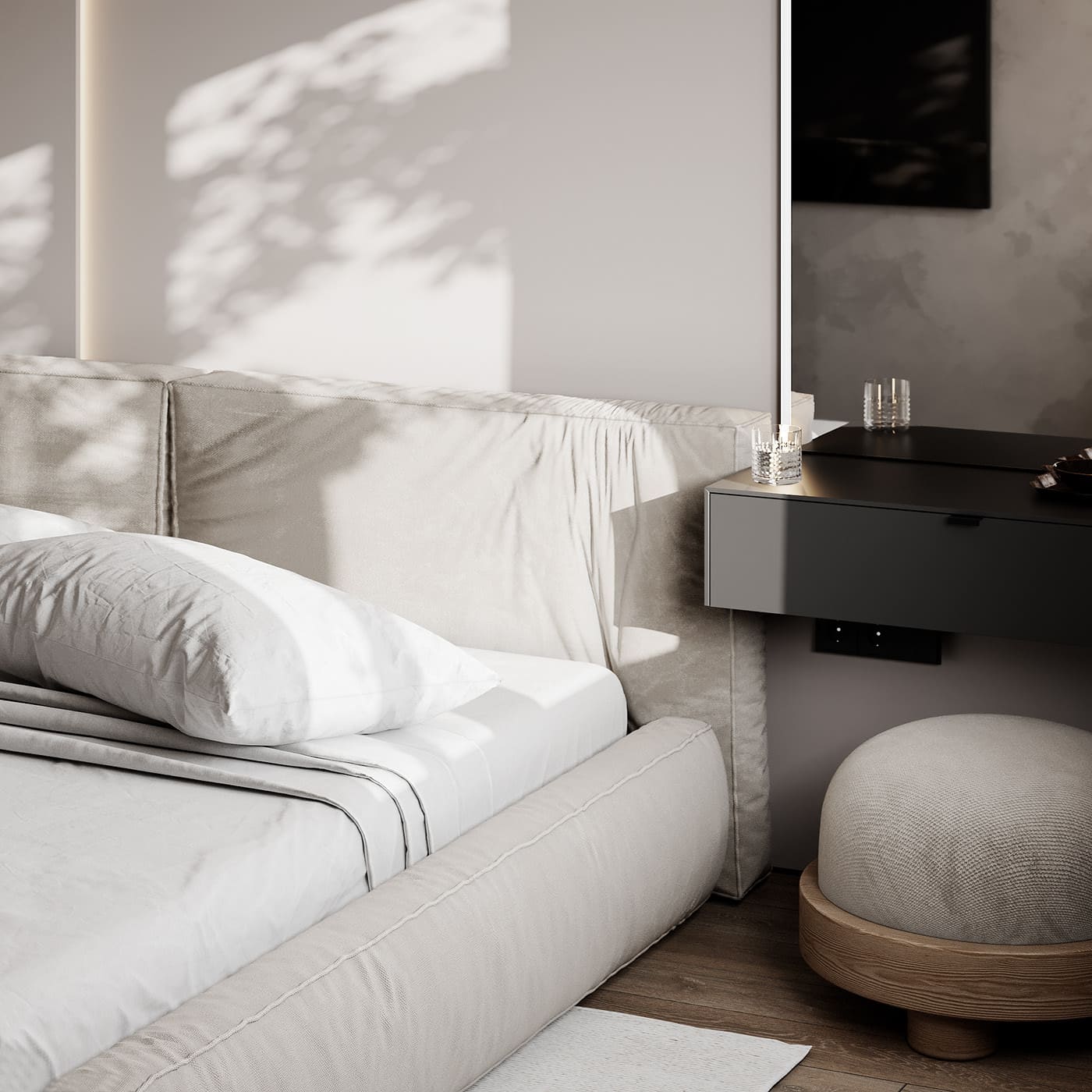 Laconic apartment in the style of minimalism, bedroom, photo 19