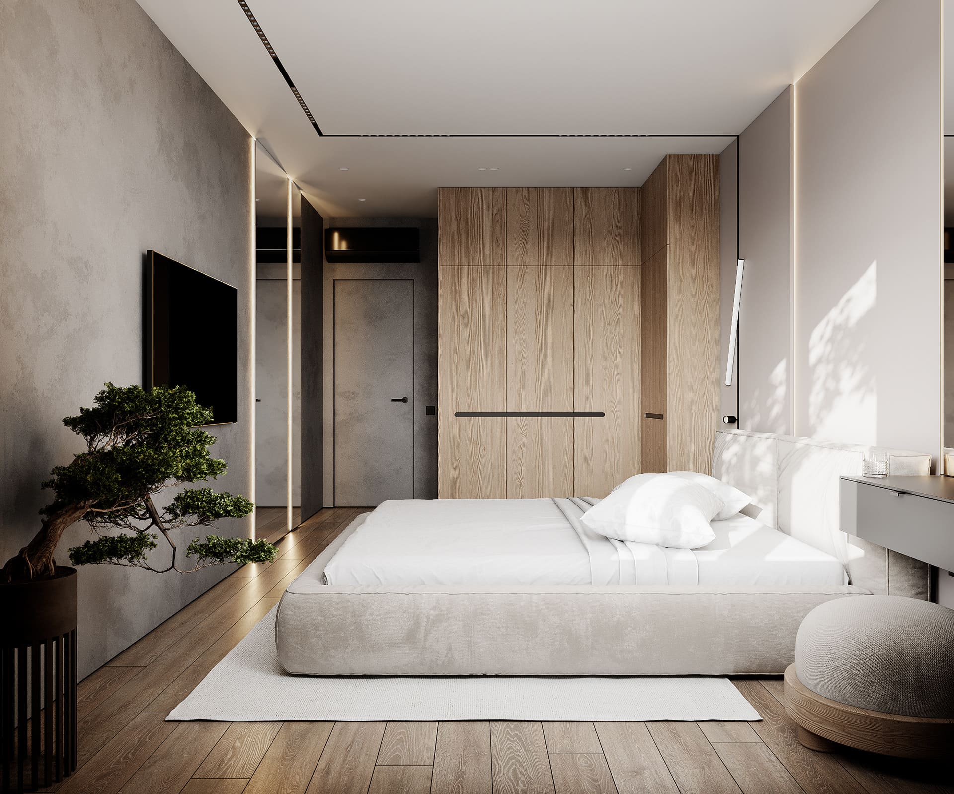 Laconic apartment in the style of minimalism, bedroom, photo 18
