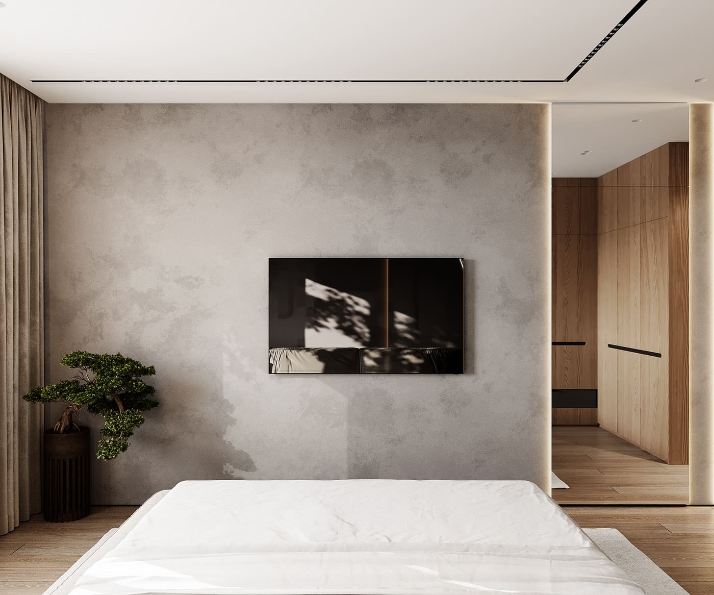 Laconic apartment in the style of minimalism, bedroom, photo 9