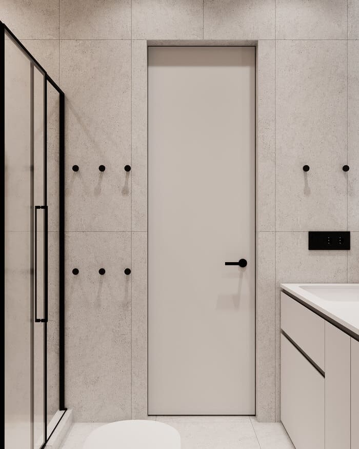 Spacious minimalist apartment in warm colors, bathroom, photo 19