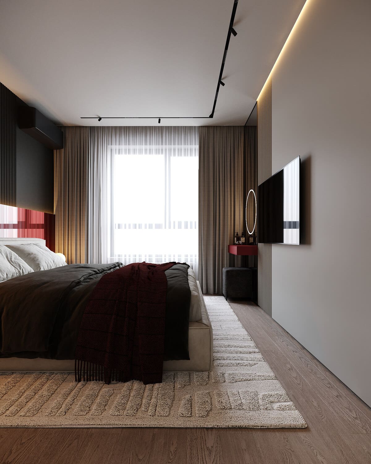 Modern apartment in calm colours, bedroom, photo 37