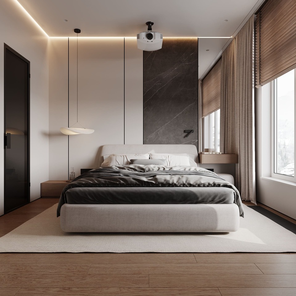 Эргономичная квартира в минималистическом стиле, спальня, фото 26