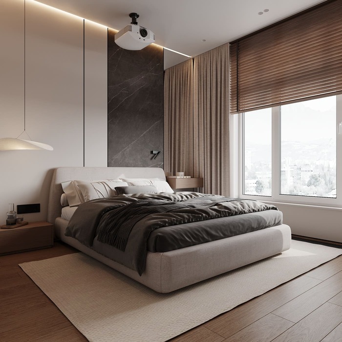 Эргономичная квартира в минималистическом стиле, спальня, фото 24
