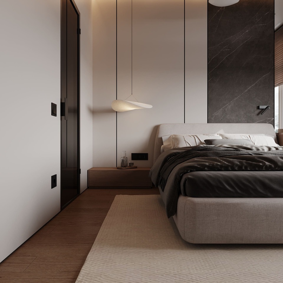 Эргономичная квартира в минималистическом стиле, спальня, фото 22