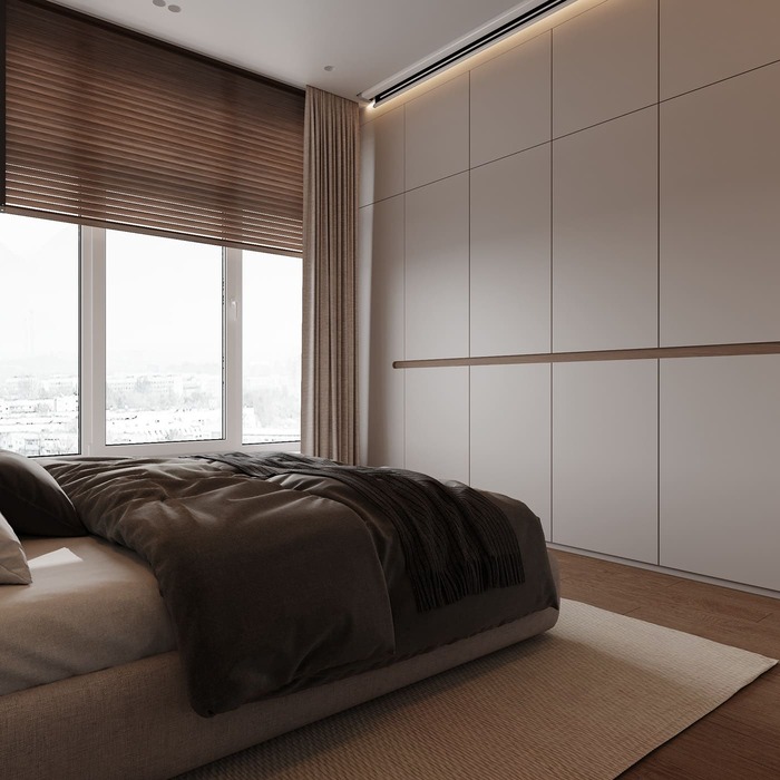Эргономичная квартира в минималистическом стиле, спальня, фото 21