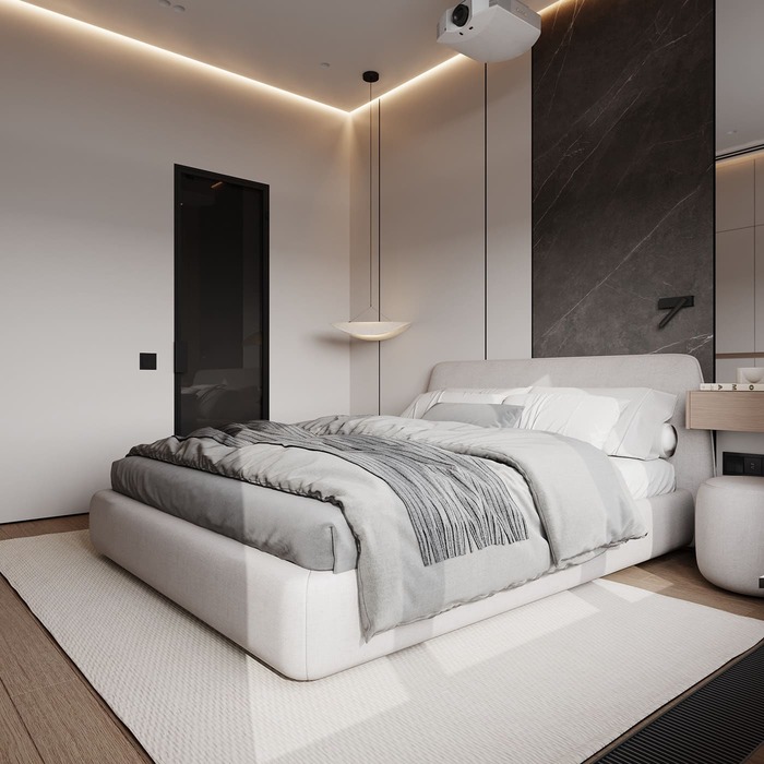 Эргономичная квартира в минималистическом стиле, спальня, фото 18