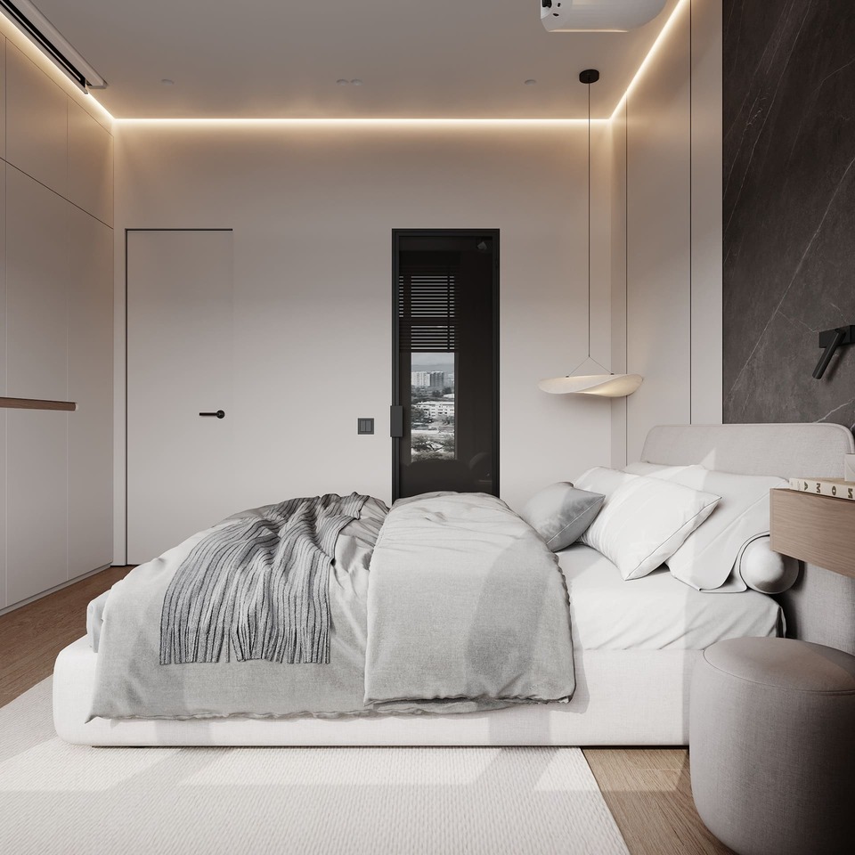 Эргономичная квартира в минималистическом стиле, спальня, фото 17