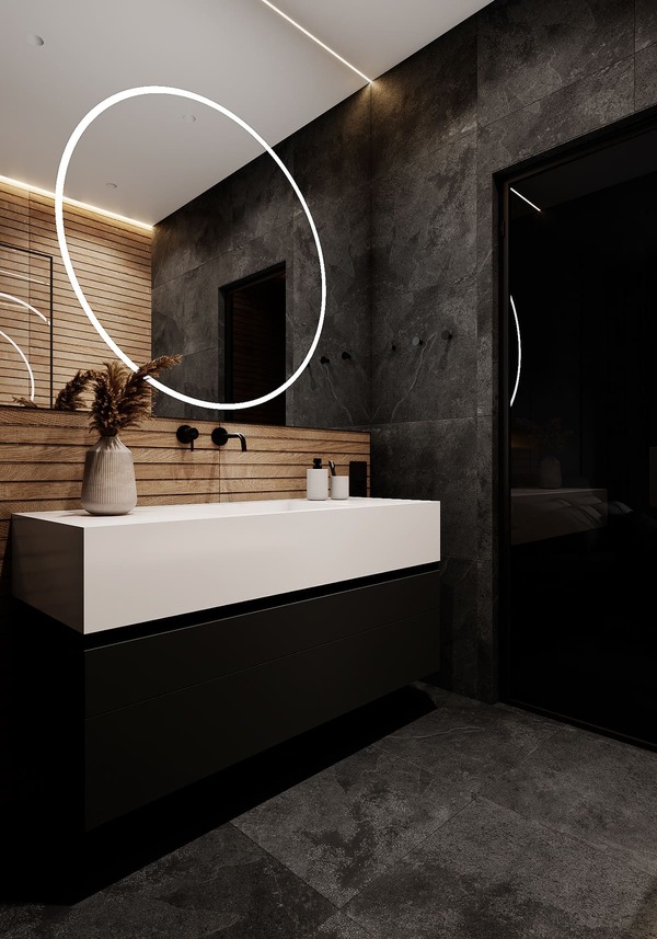 Эргономичная квартира в минималистическом стиле, ванная, фото 15