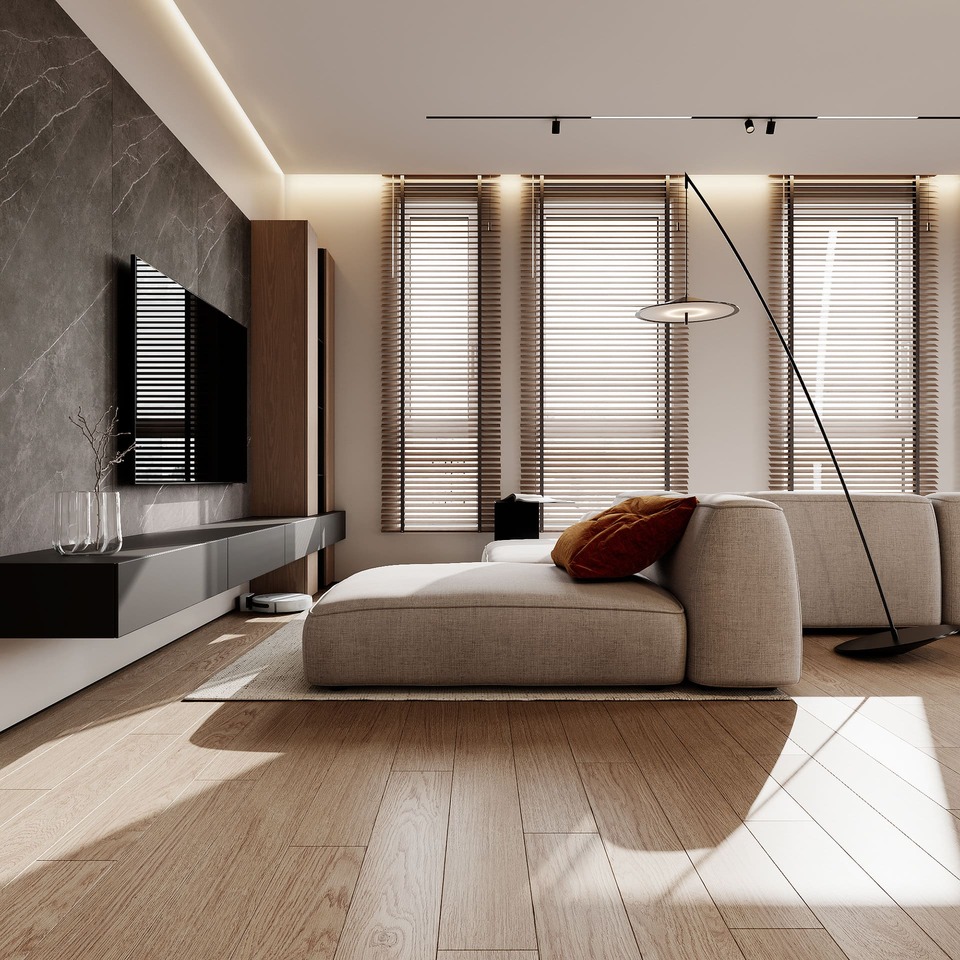 Ergonomic apartment in a minimalist style, kitchen-living room, photo 36