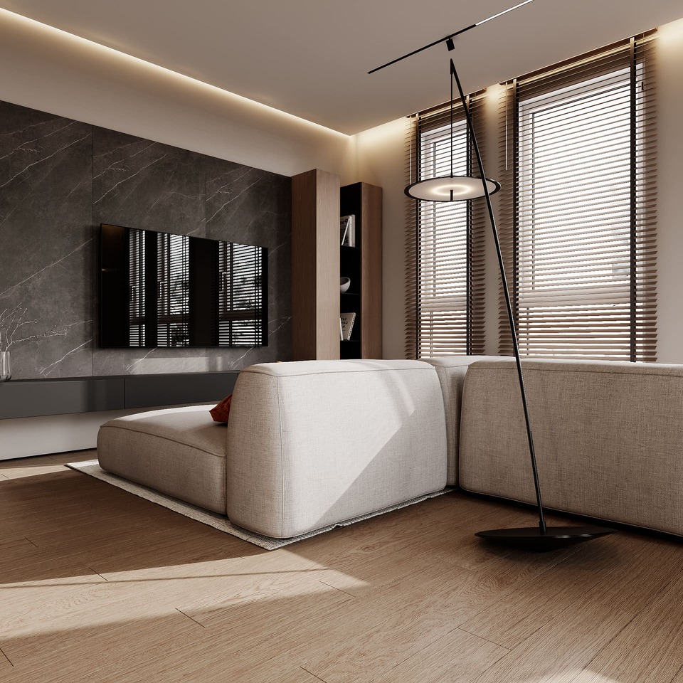 Ergonomic apartment in a minimalist style, kitchen-living room, photo 35